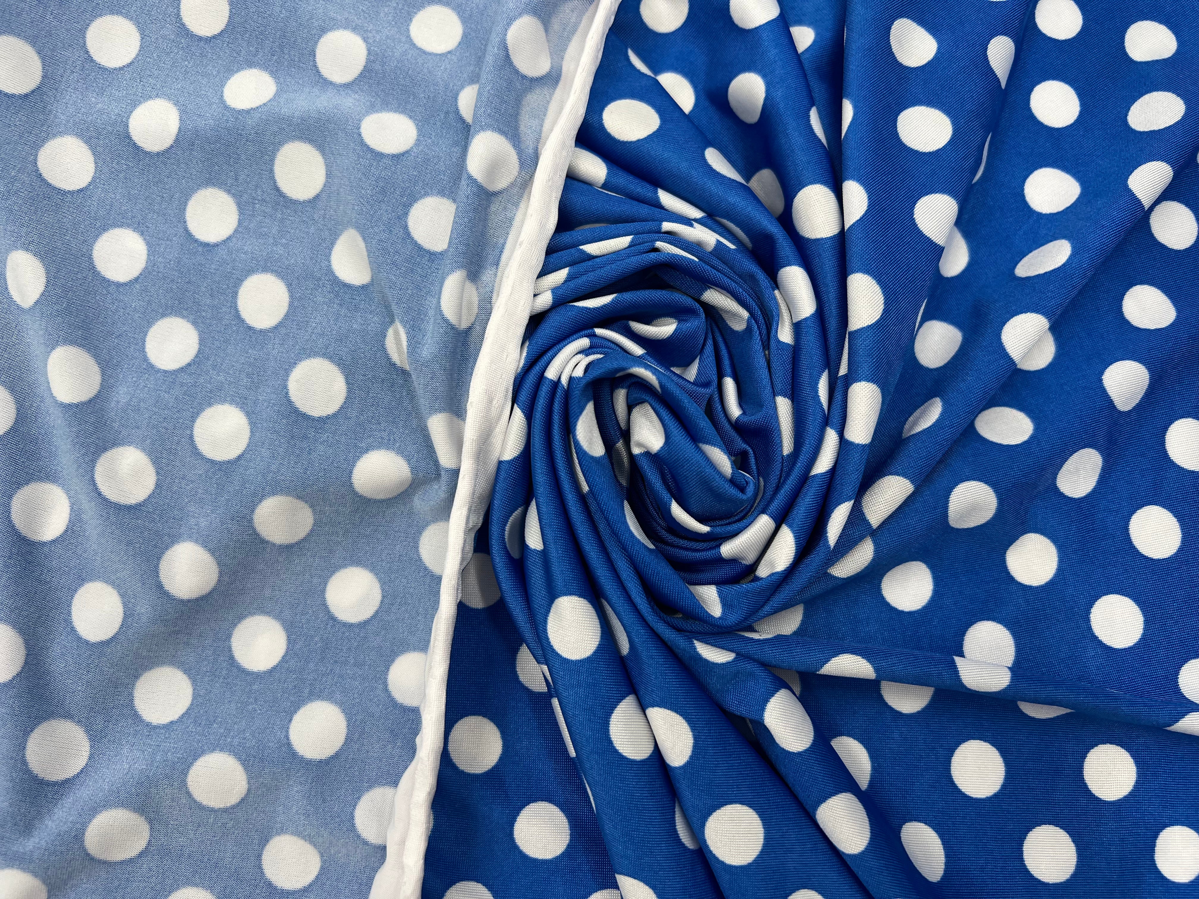 JERSEY VENEZIA BLEU PRIMAIRE POIS BLANC 1CM MLC INTERN