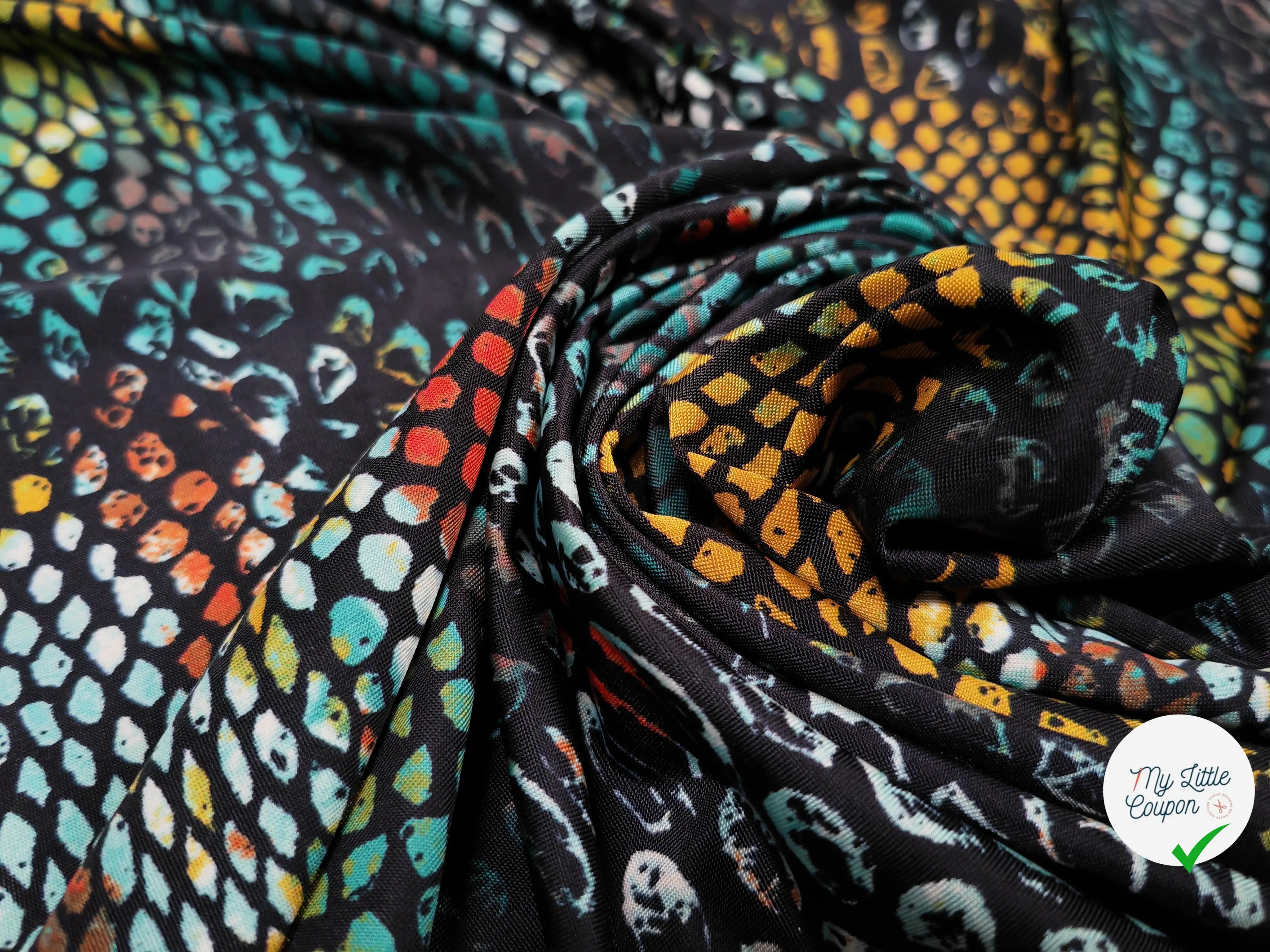 JERSEY VENEZIA MOTIF ÉCAILLES TURQUOISE - My Little Coupon