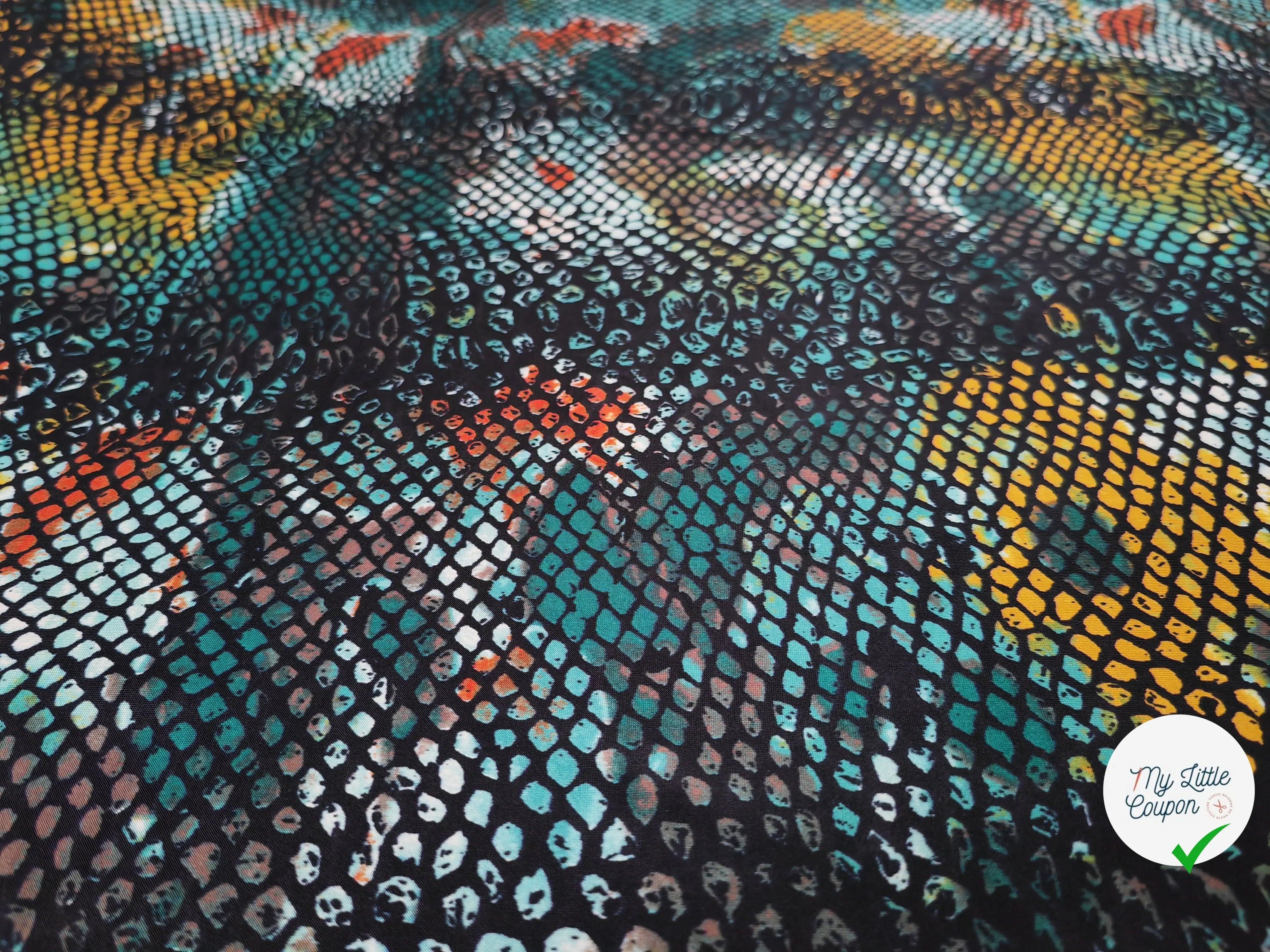 JERSEY VENEZIA MOTIF ÉCAILLES TURQUOISE - My Little Coupon