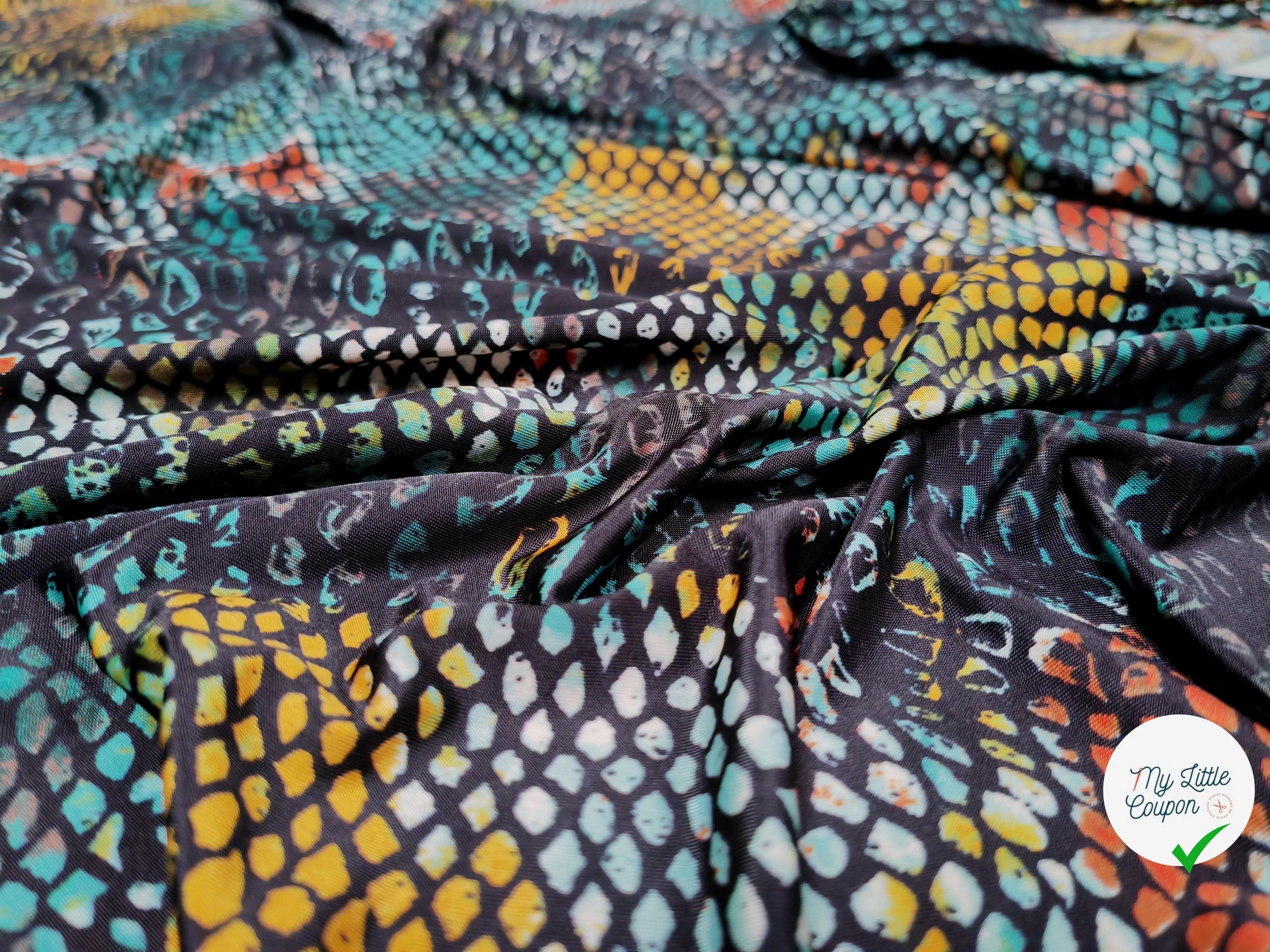 JERSEY VENEZIA MOTIF ÉCAILLES TURQUOISE - My Little Coupon