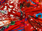 JERSEY VISCOSE EXPLOSION DE FLEURS FOND ROUGE - My Little Coupon