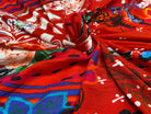 JERSEY VISCOSE EXPLOSION DE FLEURS FOND ROUGE - My Little Coupon