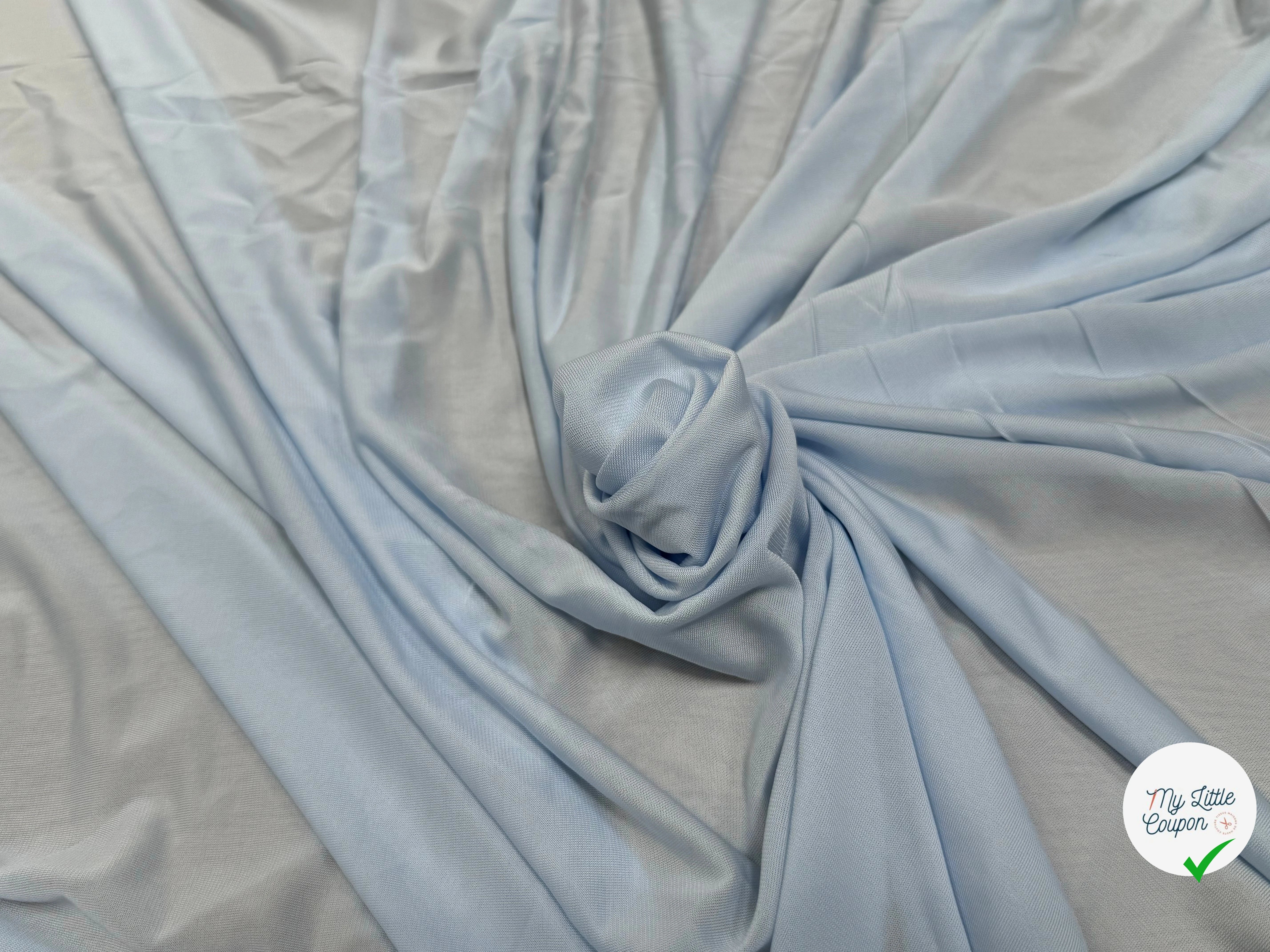 JERSEY VISCOSE FLUIDE ULTRA STRETCH BLEU CIEL - My Little Coupon