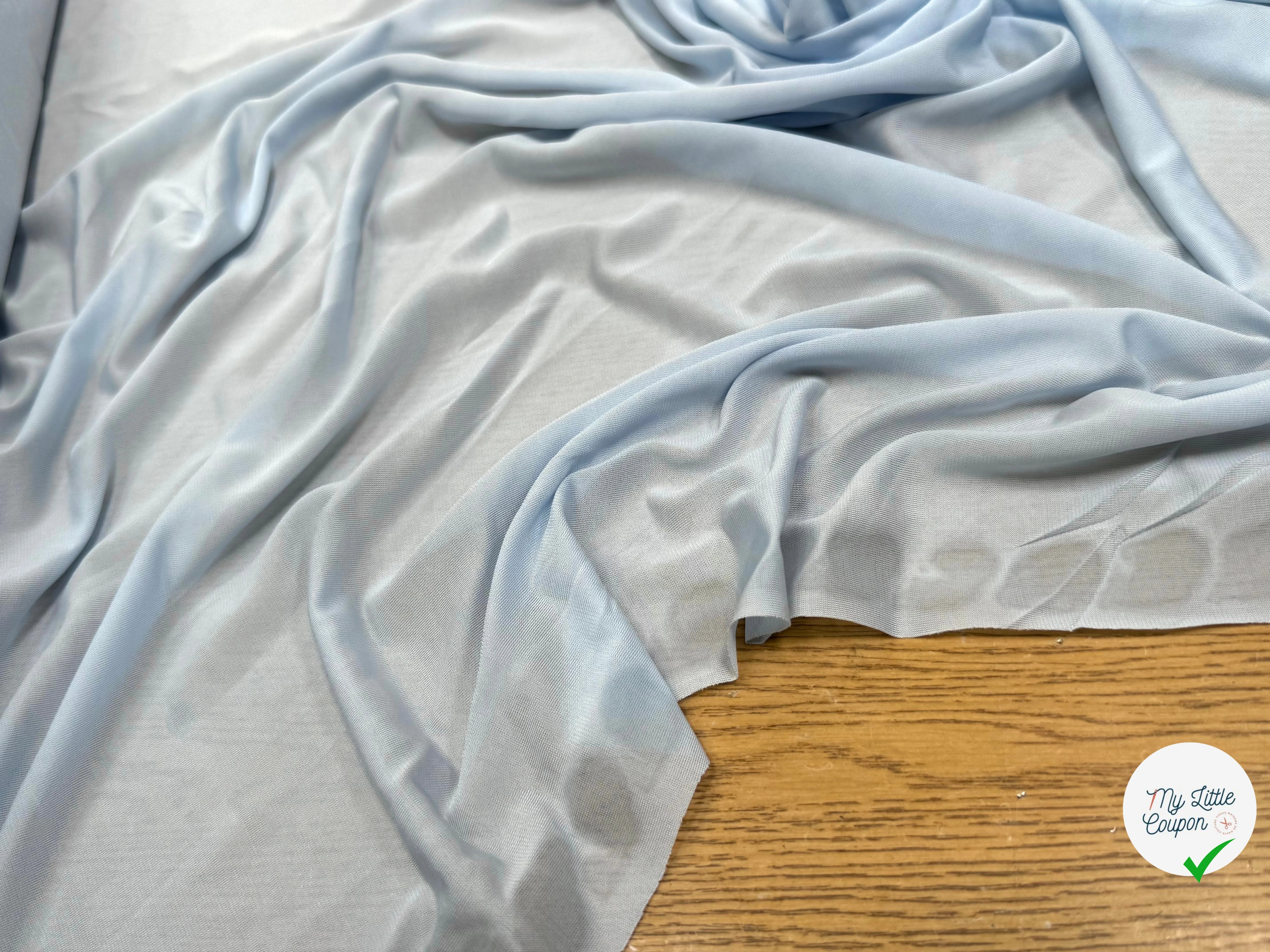 JERSEY VISCOSE FLUIDE ULTRA STRETCH BLEU CIEL - My Little Coupon