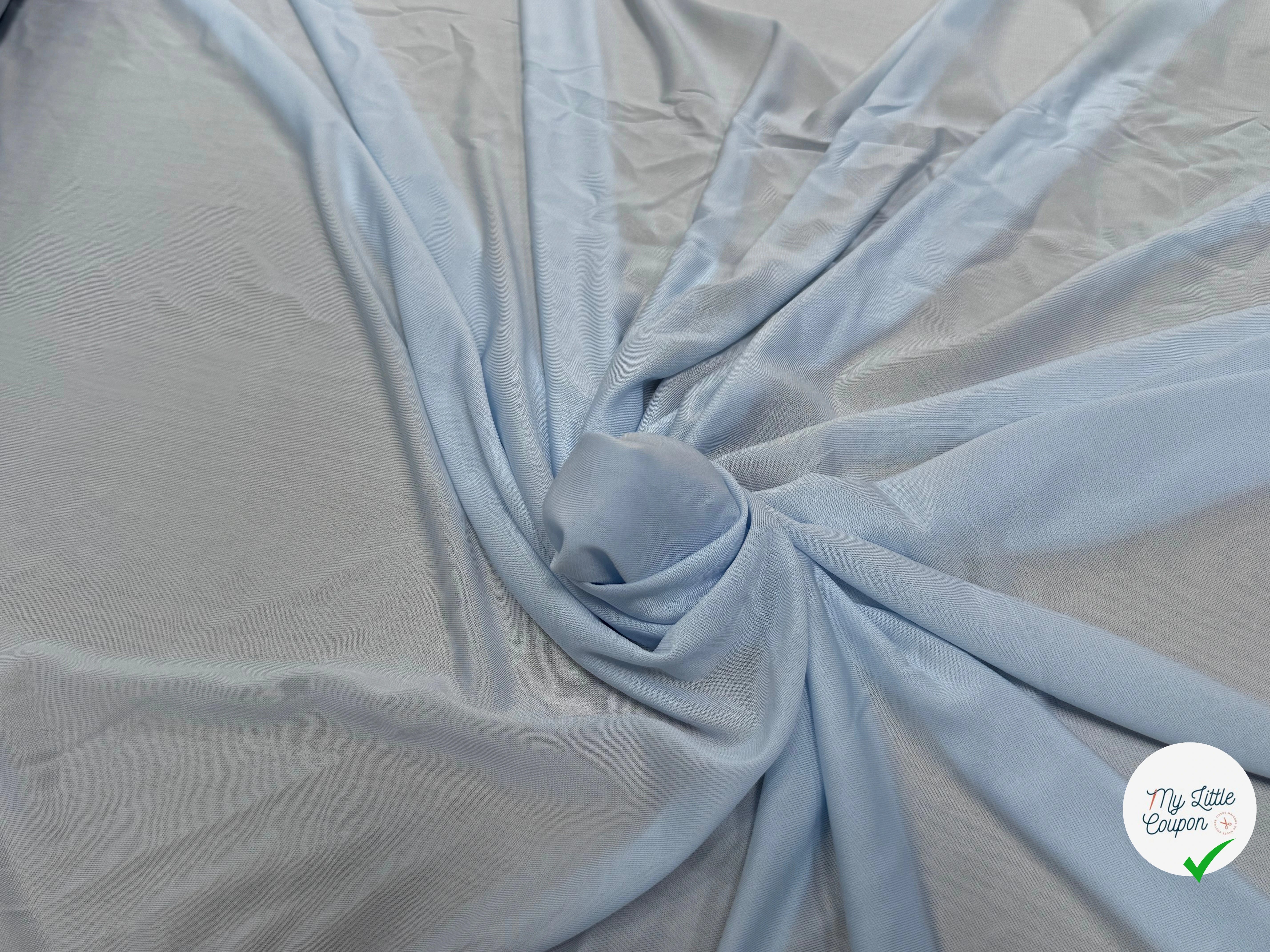 JERSEY VISCOSE FLUIDE ULTRA STRETCH BLEU CIEL - My Little Coupon