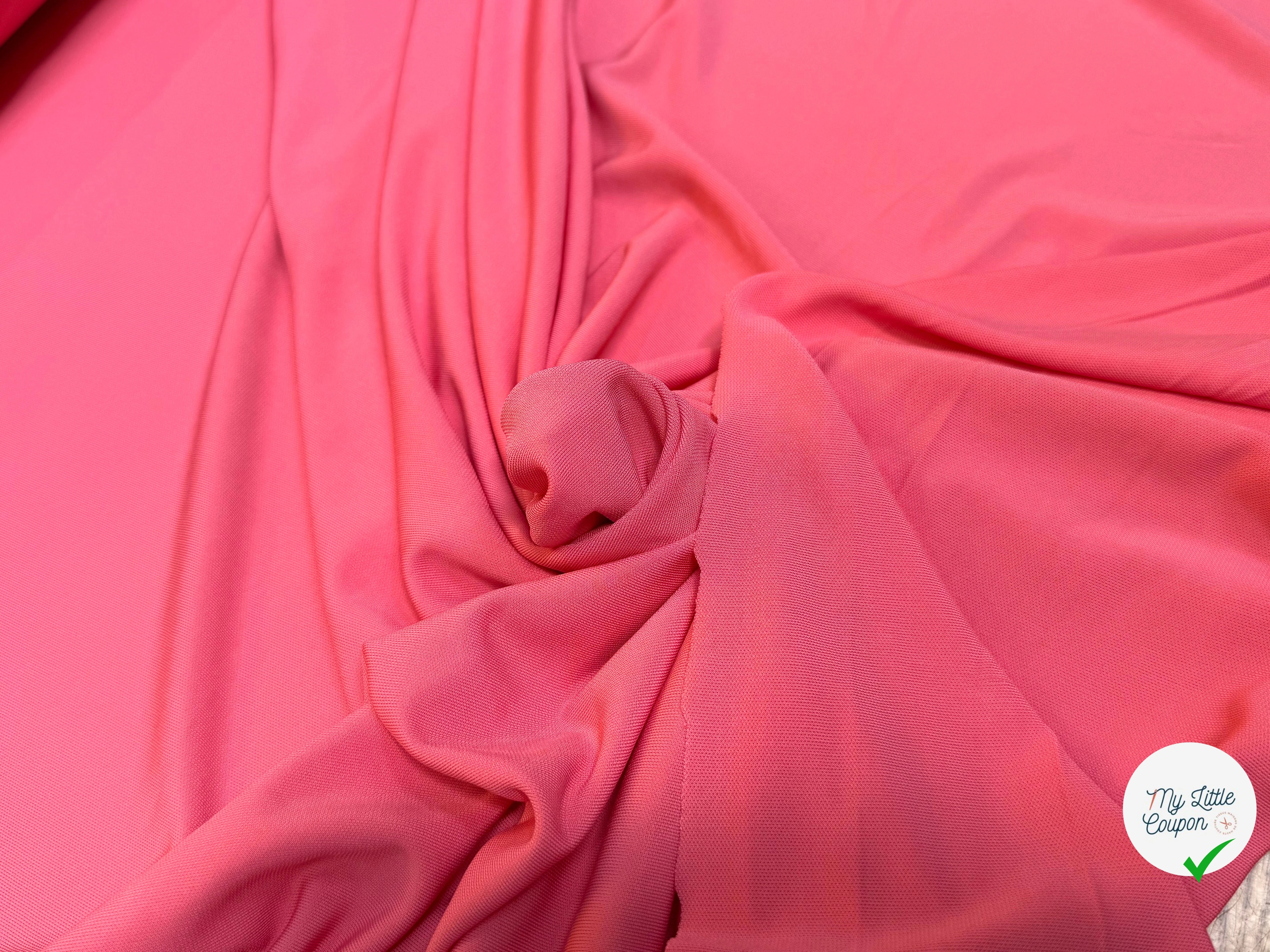 JERSEY VISCOSE FLUIDE ULTRA STRETCH ROSE BON-BON - My Little Coupon