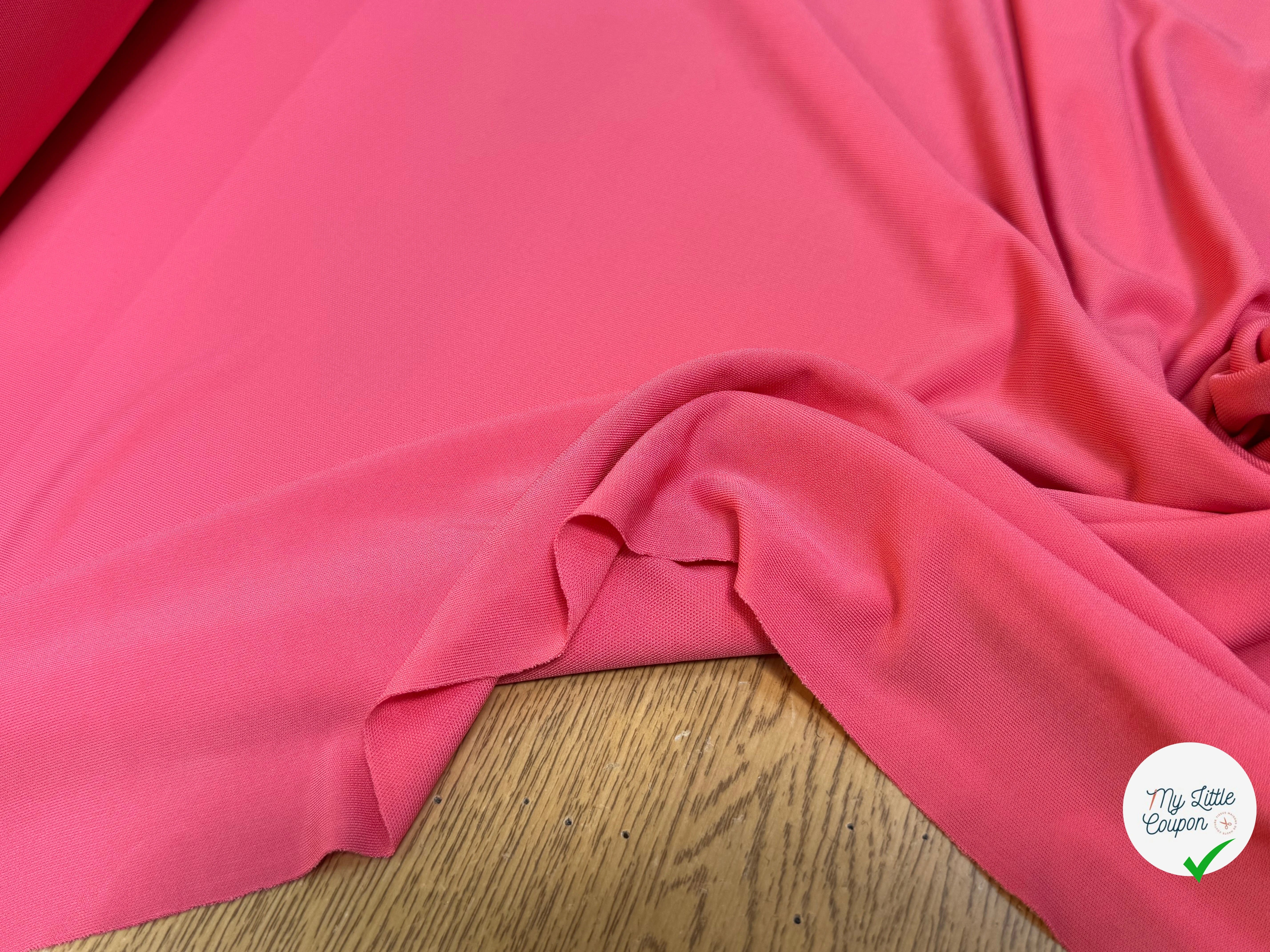 JERSEY VISCOSE FLUIDE ULTRA STRETCH ROSE BON-BON - My Little Coupon