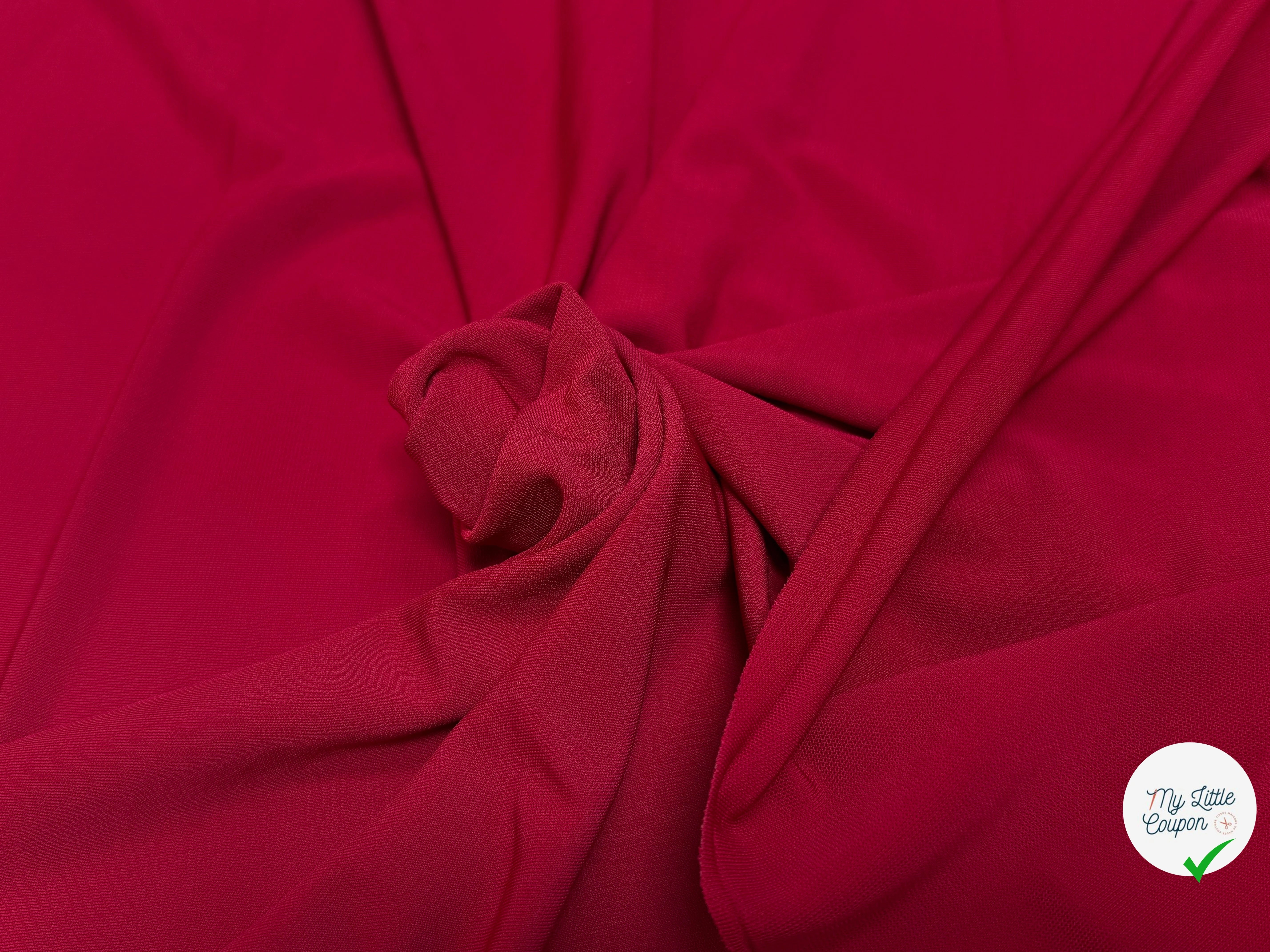 JERSEY VISCOSE FLUIDE ULTRA STRETCH RUBY ROUGE - My Little Coupon