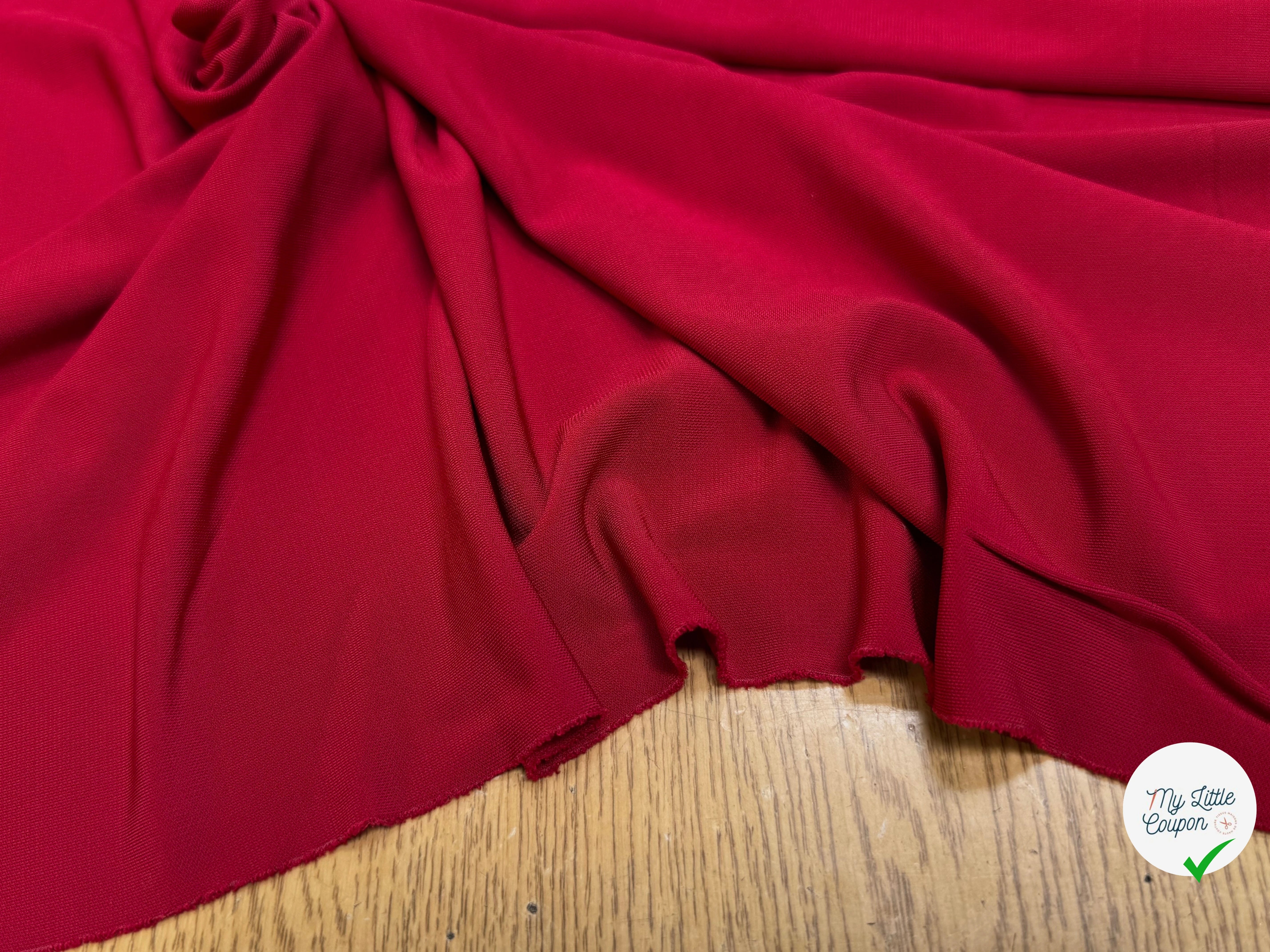JERSEY VISCOSE FLUIDE ULTRA STRETCH RUBY ROUGE - My Little Coupon