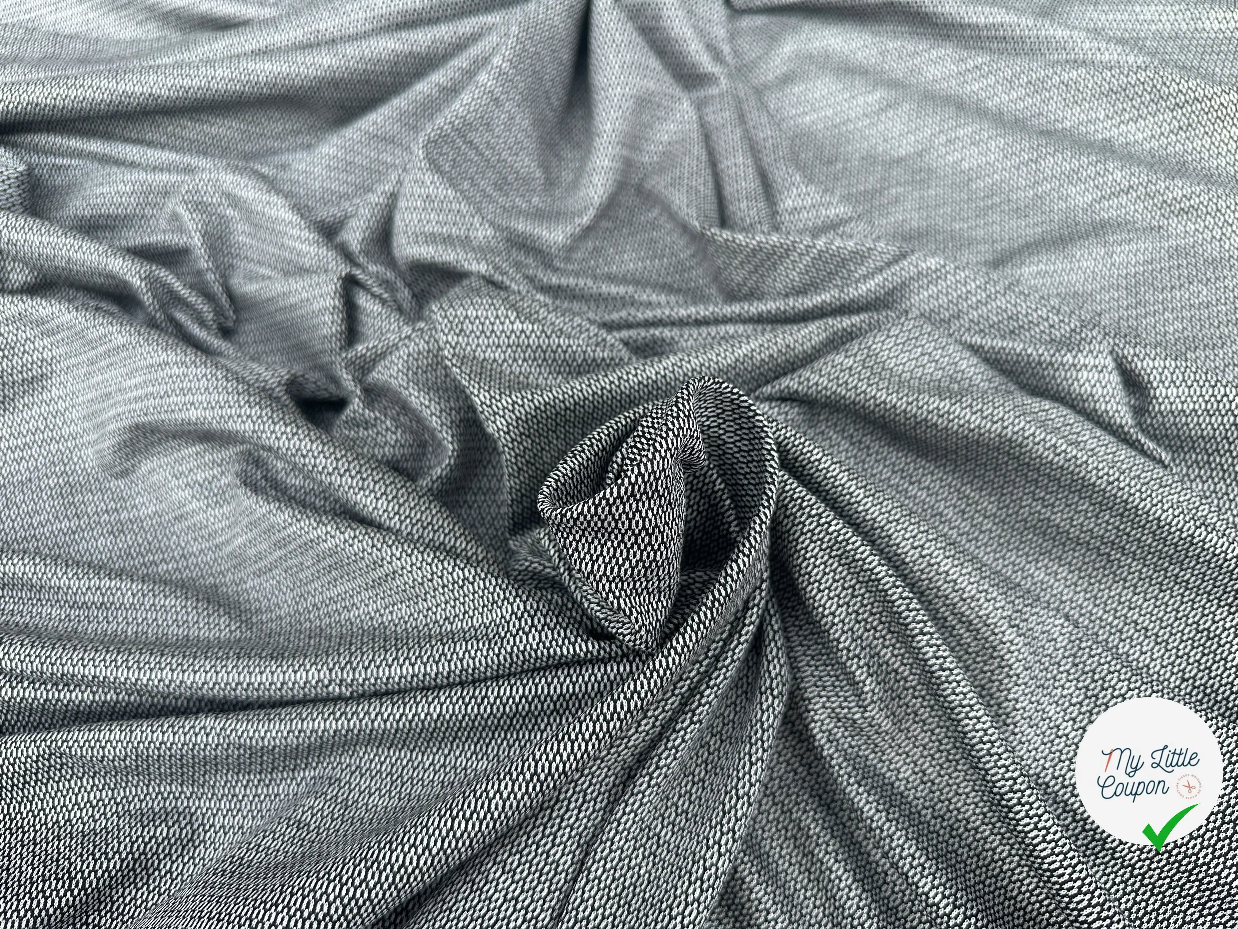 JERSEY VISCOSE JACQUARD NOIR NUAGE - My Little Coupon