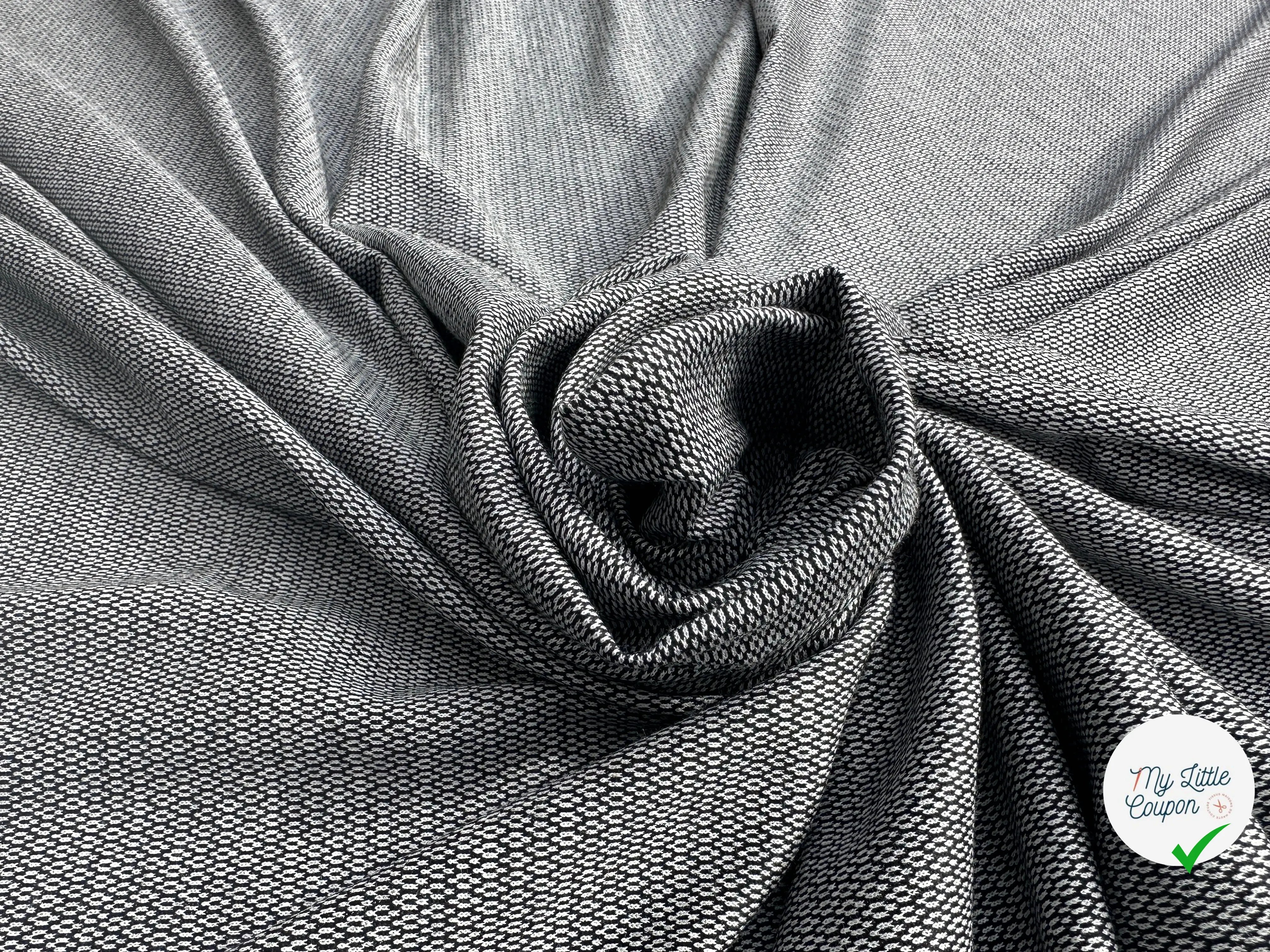 JERSEY VISCOSE JACQUARD NOIR NUAGE - My Little Coupon