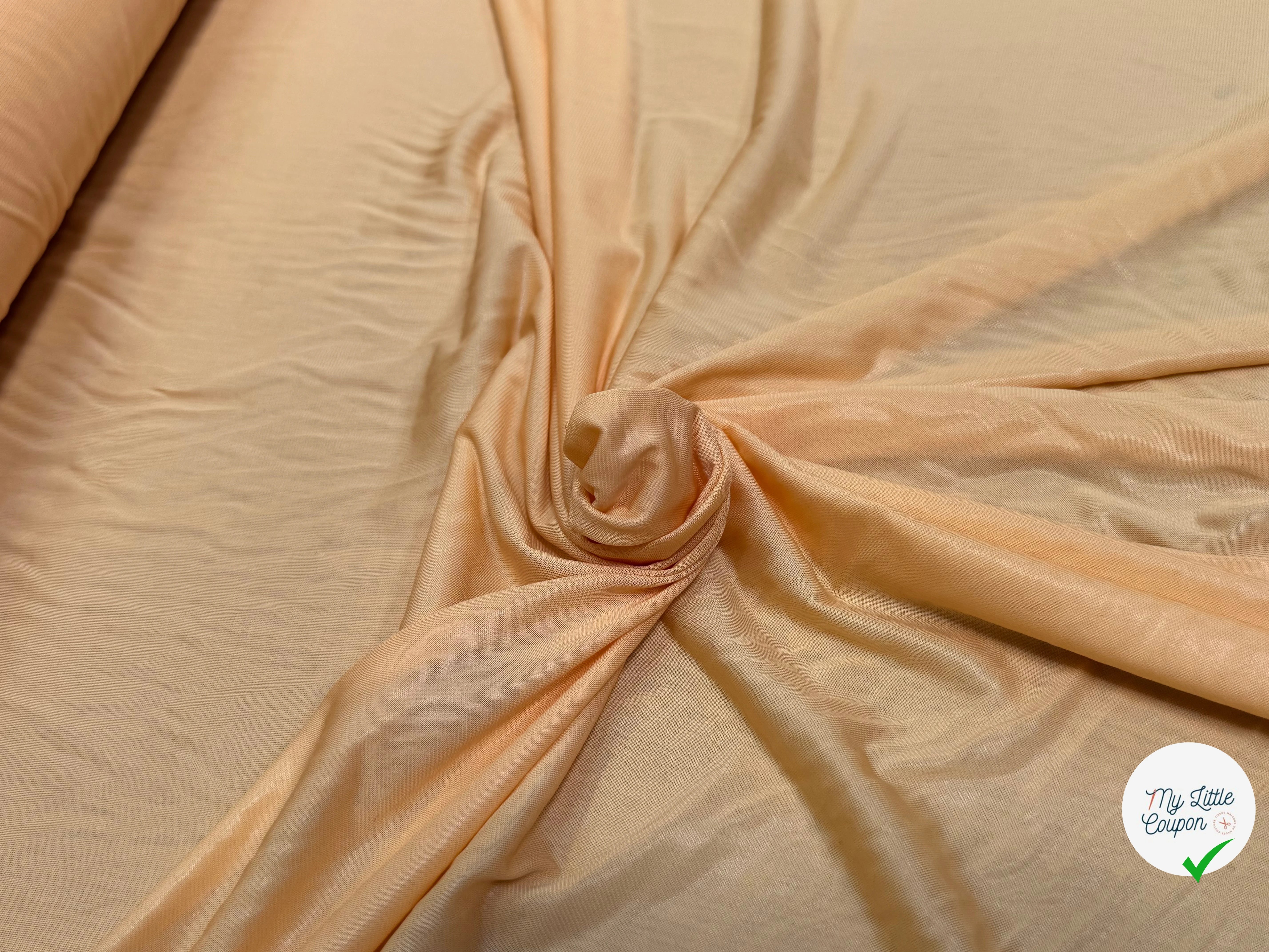 JERSEY VISCOSE LÉGÈREMENT SATINÉ FLUIDE DAWN ORANGE ULTRA STRETCH - My Little Coupon