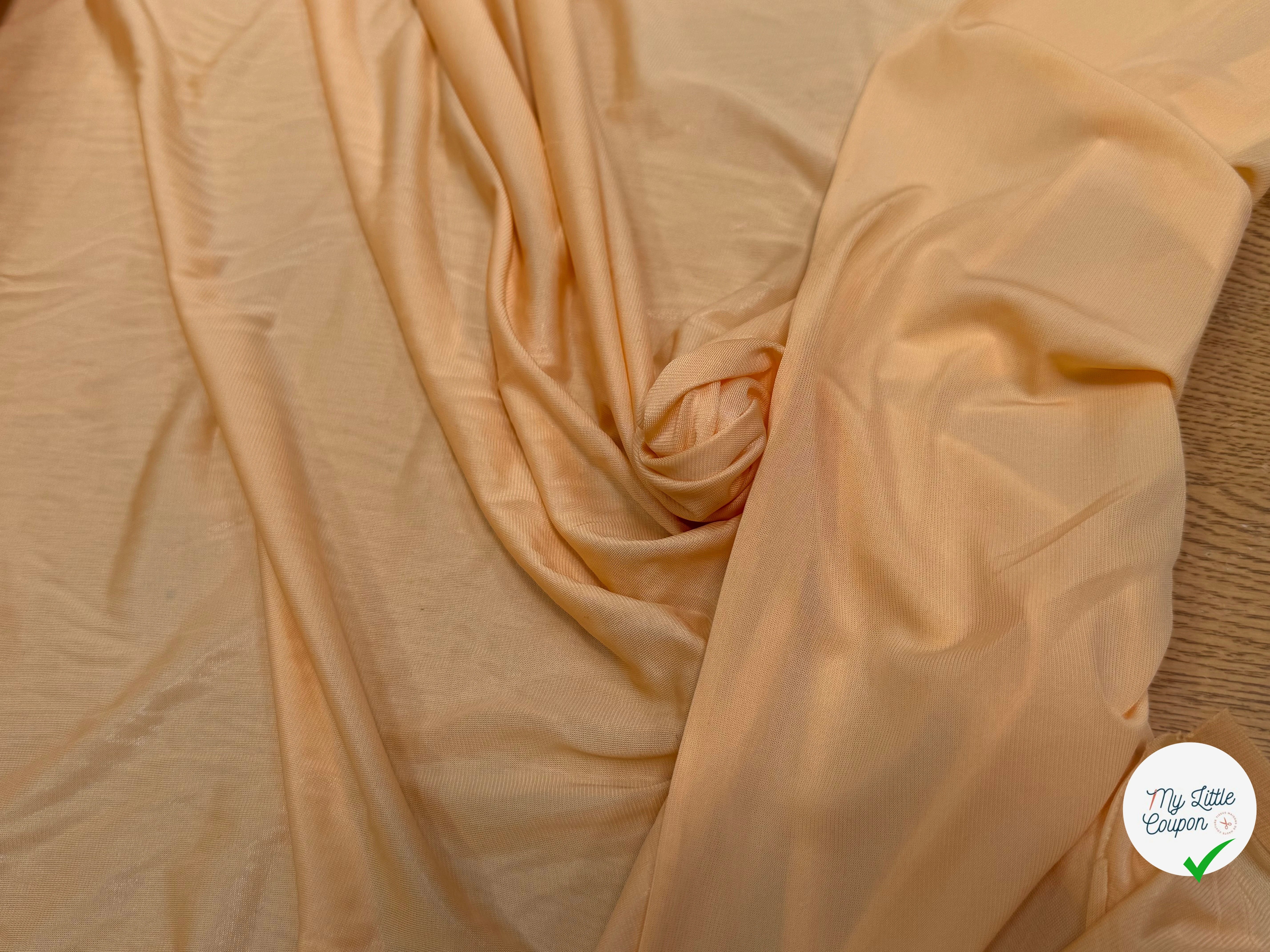 JERSEY VISCOSE LÉGÈREMENT SATINÉ FLUIDE DAWN ORANGE ULTRA STRETCH - My Little Coupon
