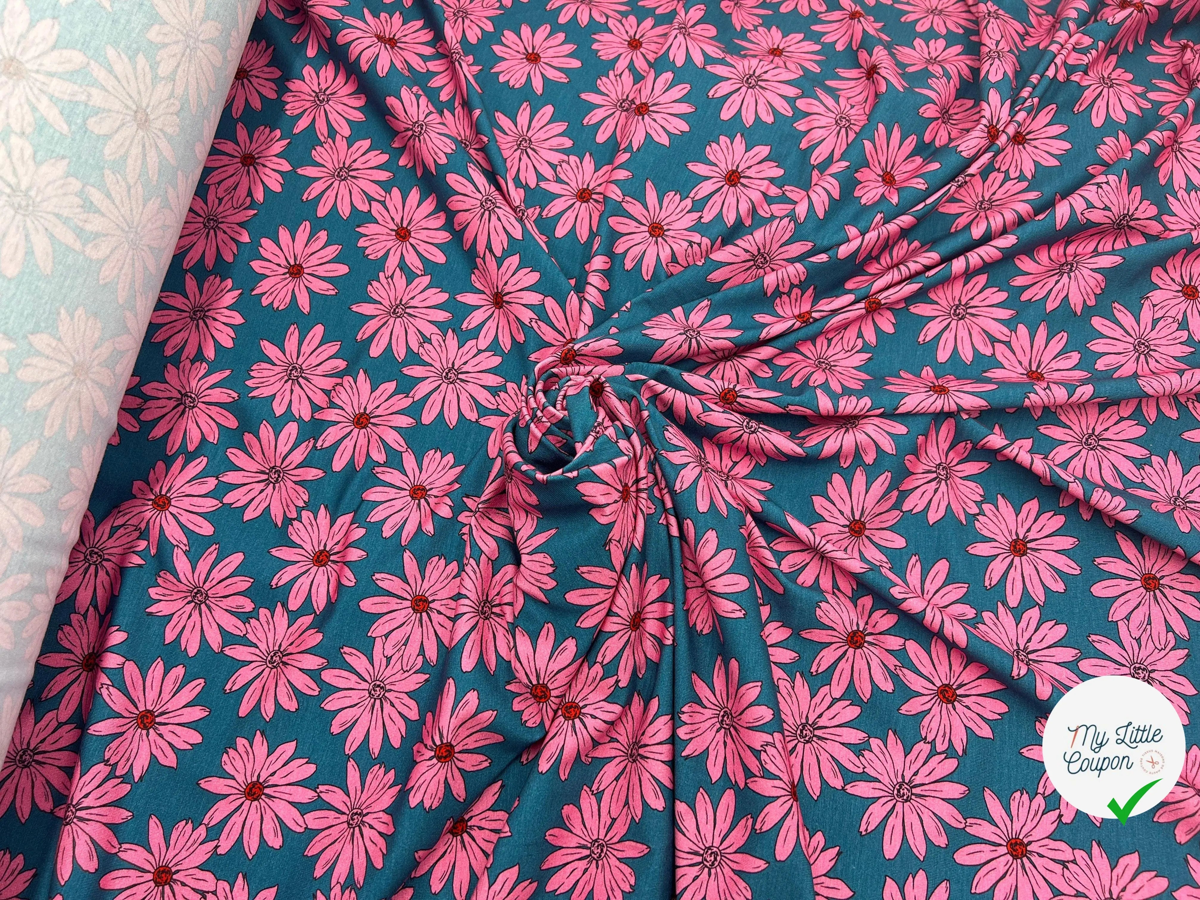 JERSEY VISCOSE PINK FLOWER 8% ÉLASTHANNE - My Little Coupon - tissu - coudre