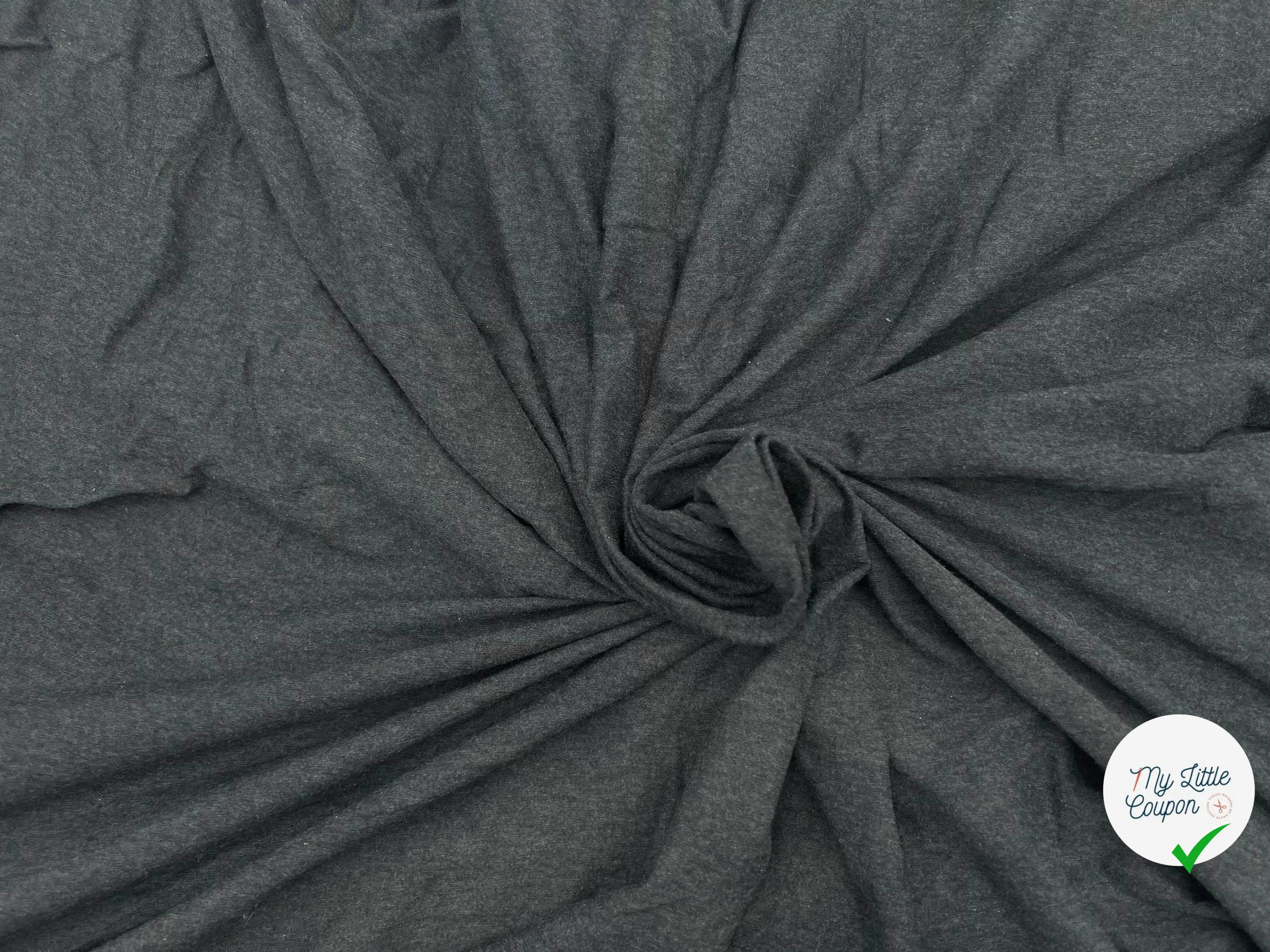 JERSEY VISCOSE STRETCH GRIS CHINÉ AUTOMNE ENVERS GRATTÉ- coupon de tissu de 3 mètres - My Little Coupon - tissu - coudre