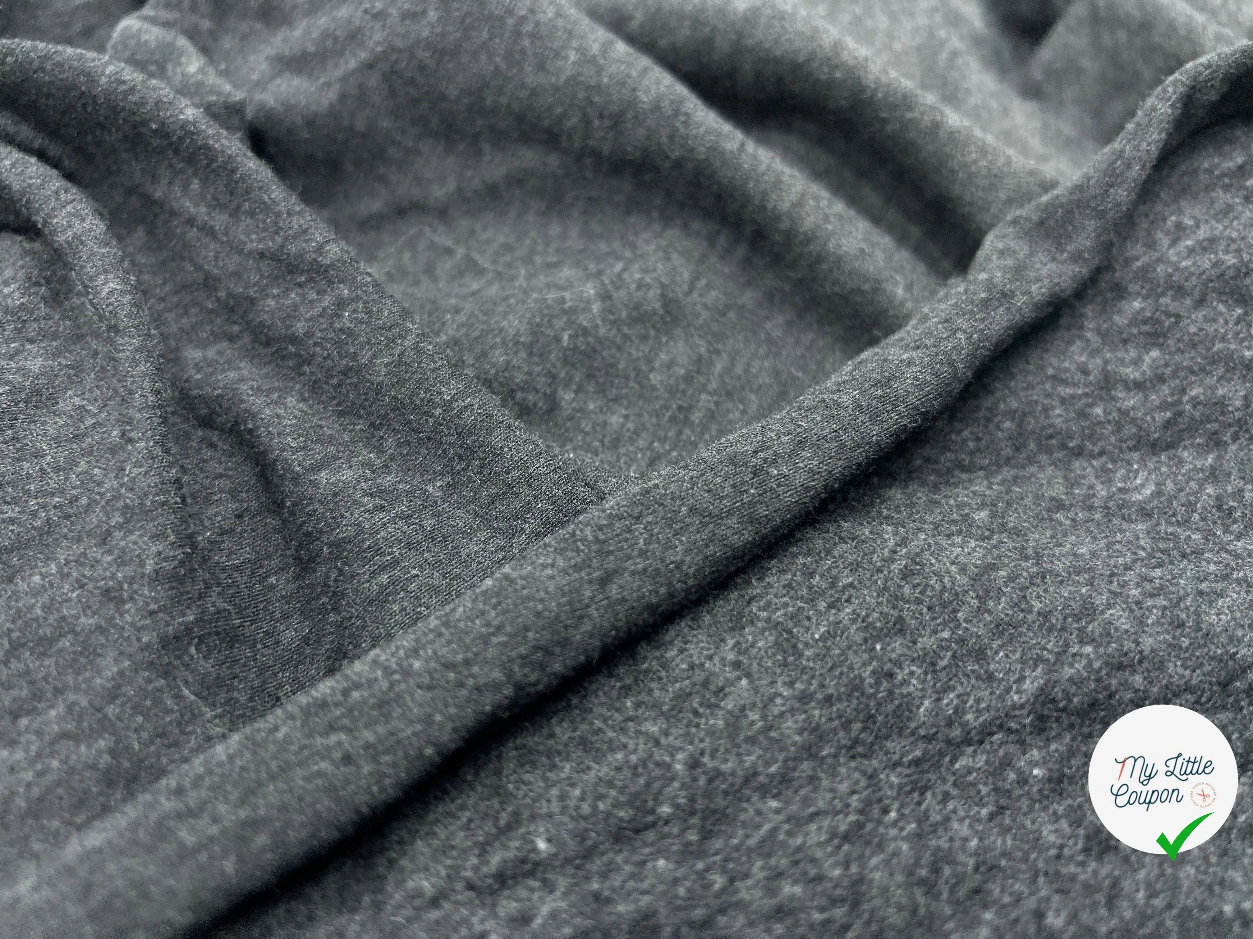JERSEY VISCOSE STRETCH GRIS CHINÉ AUTOMNE ENVERS GRATTÉ- coupon de tissu de 3 mètres - My Little Coupon - tissu - coudre