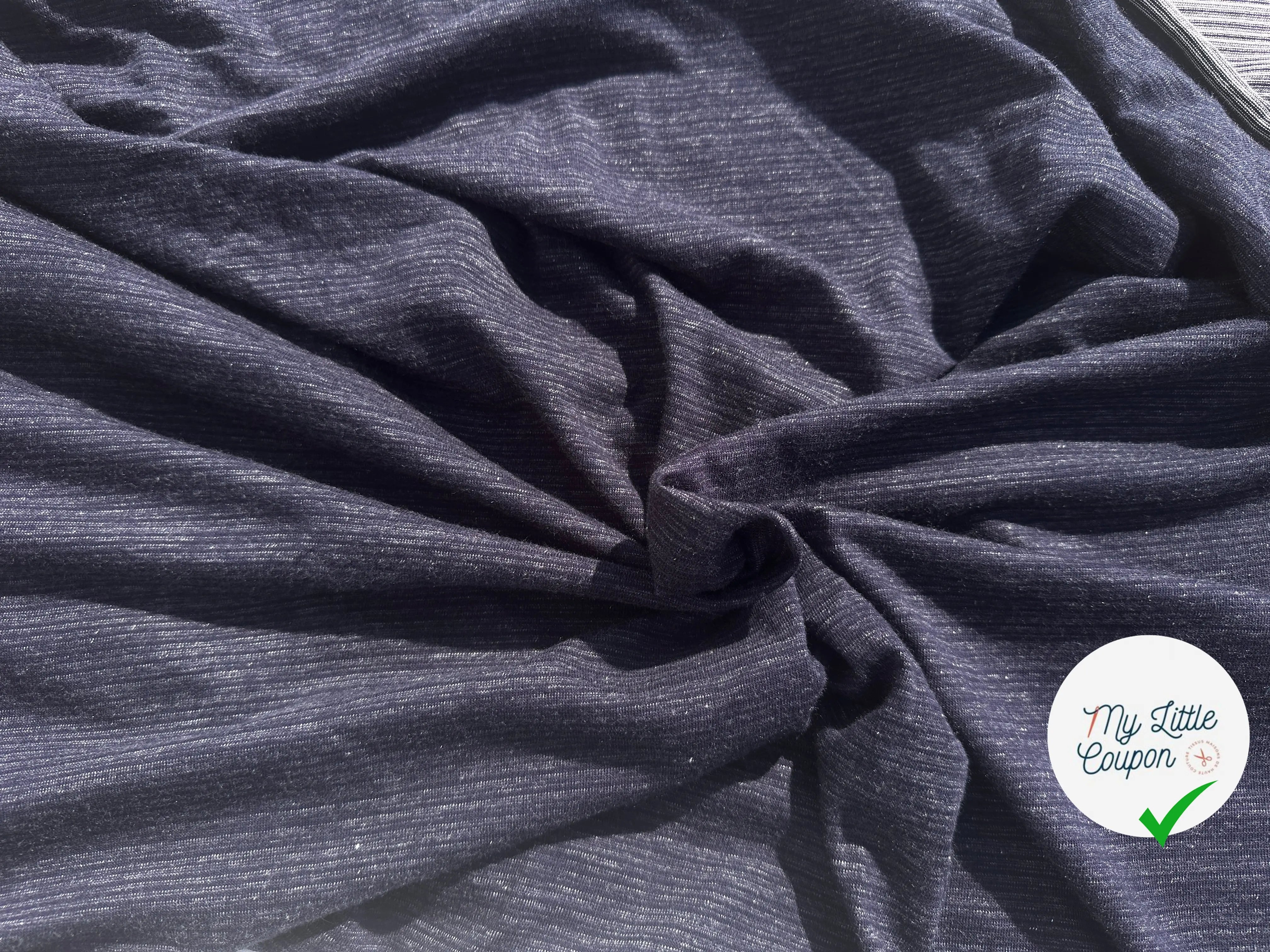 JERSEY VISCOSE STRETCH RAYURES NOIR ET ARGENT - My Little Coupon