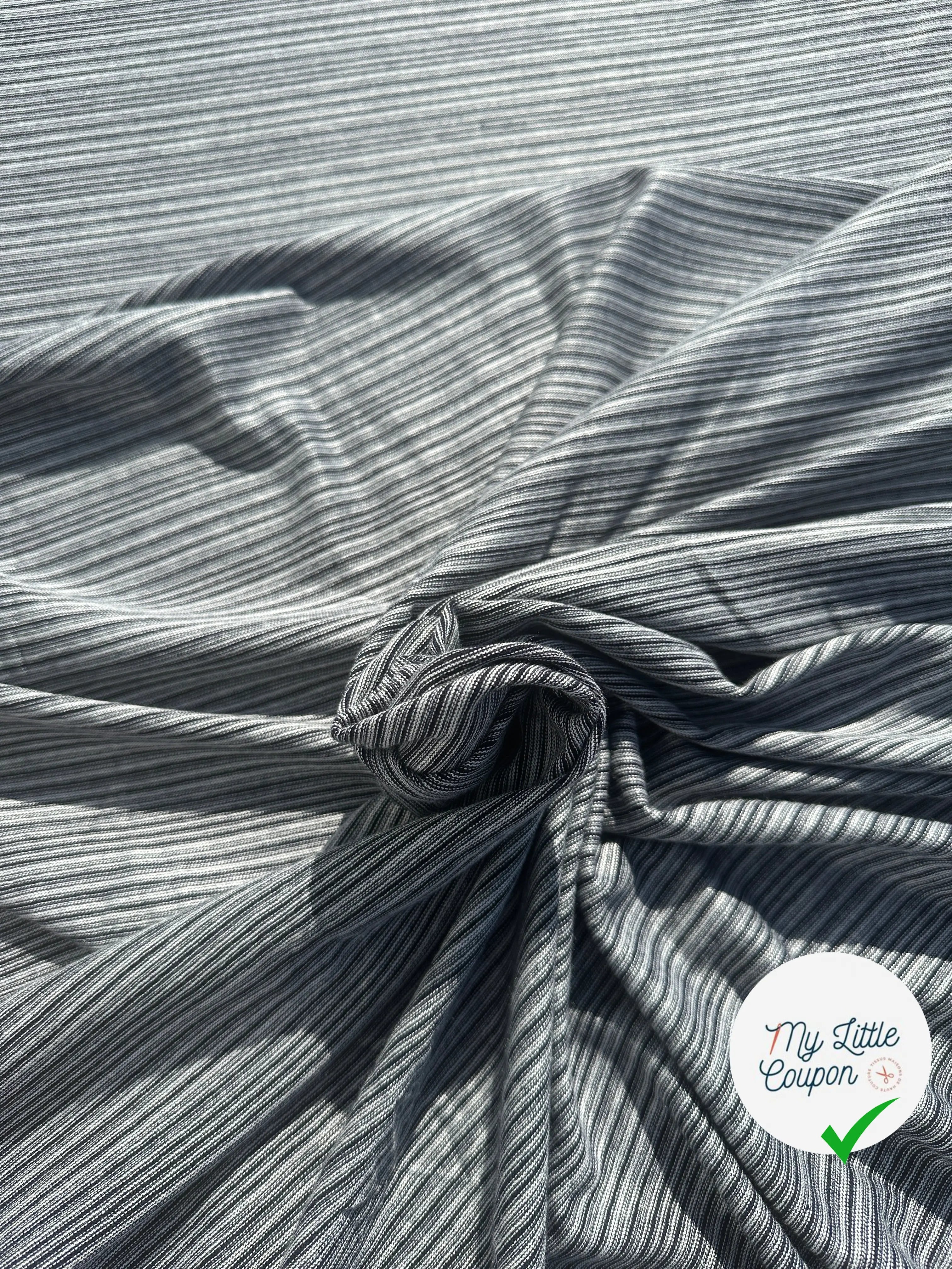 JERSEY VISCOSE STRETCH RAYURES NOIR ET ARGENT - My Little Coupon