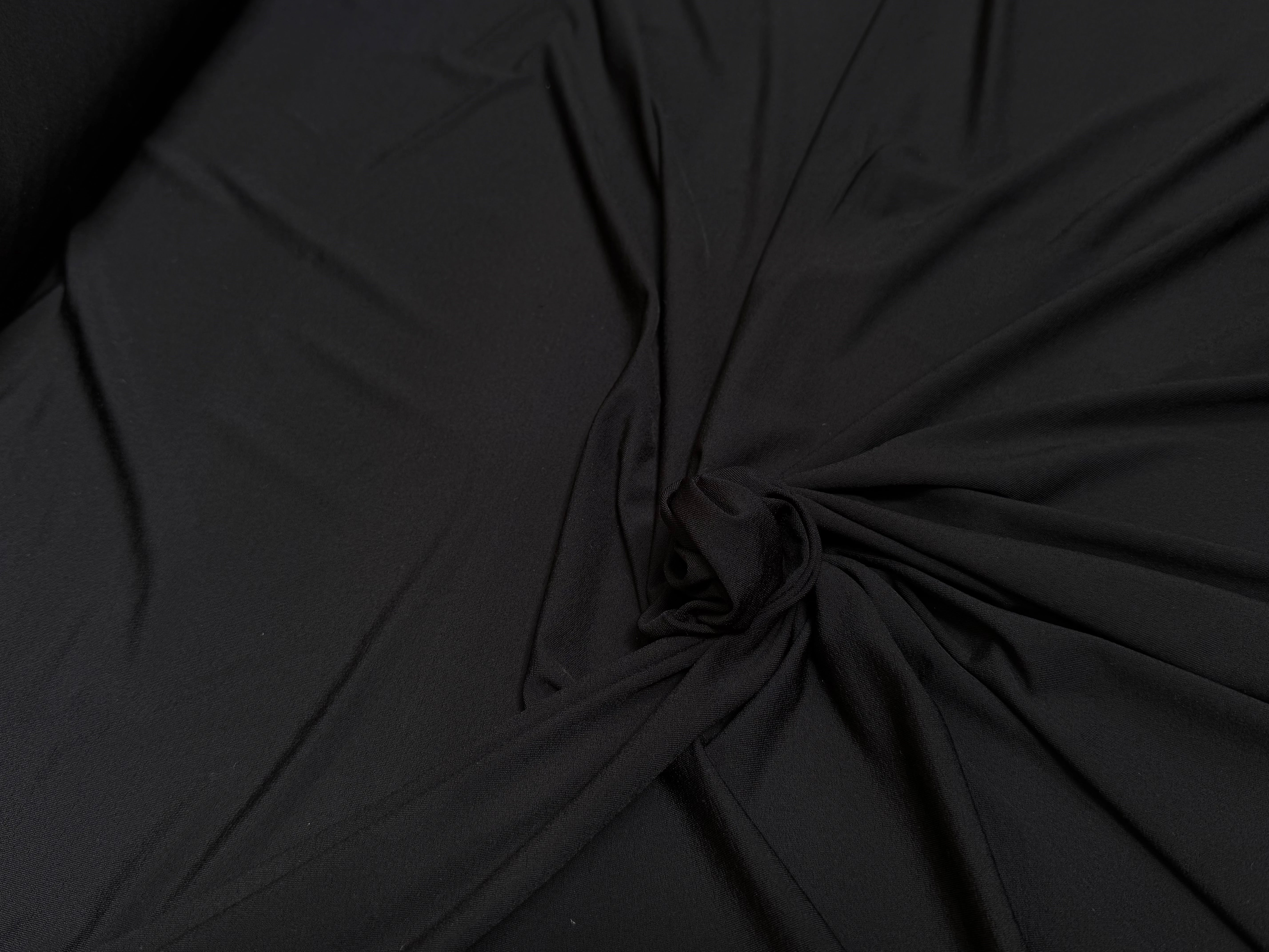 JERSEY VISCOSE ULTRA STRETCH NOIR LÉGÈREMENT SATINÉ - My Little Coupon
