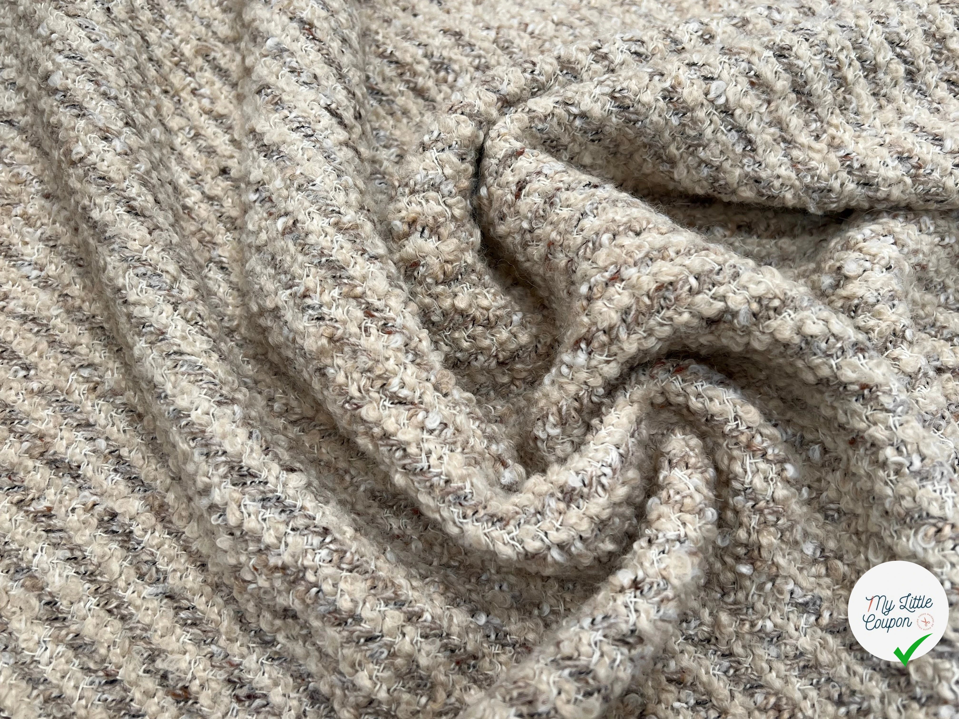 LAINAGE BOUCLETTE BEIGE VANILLE STRIÉ MARRON - My Little Coupon