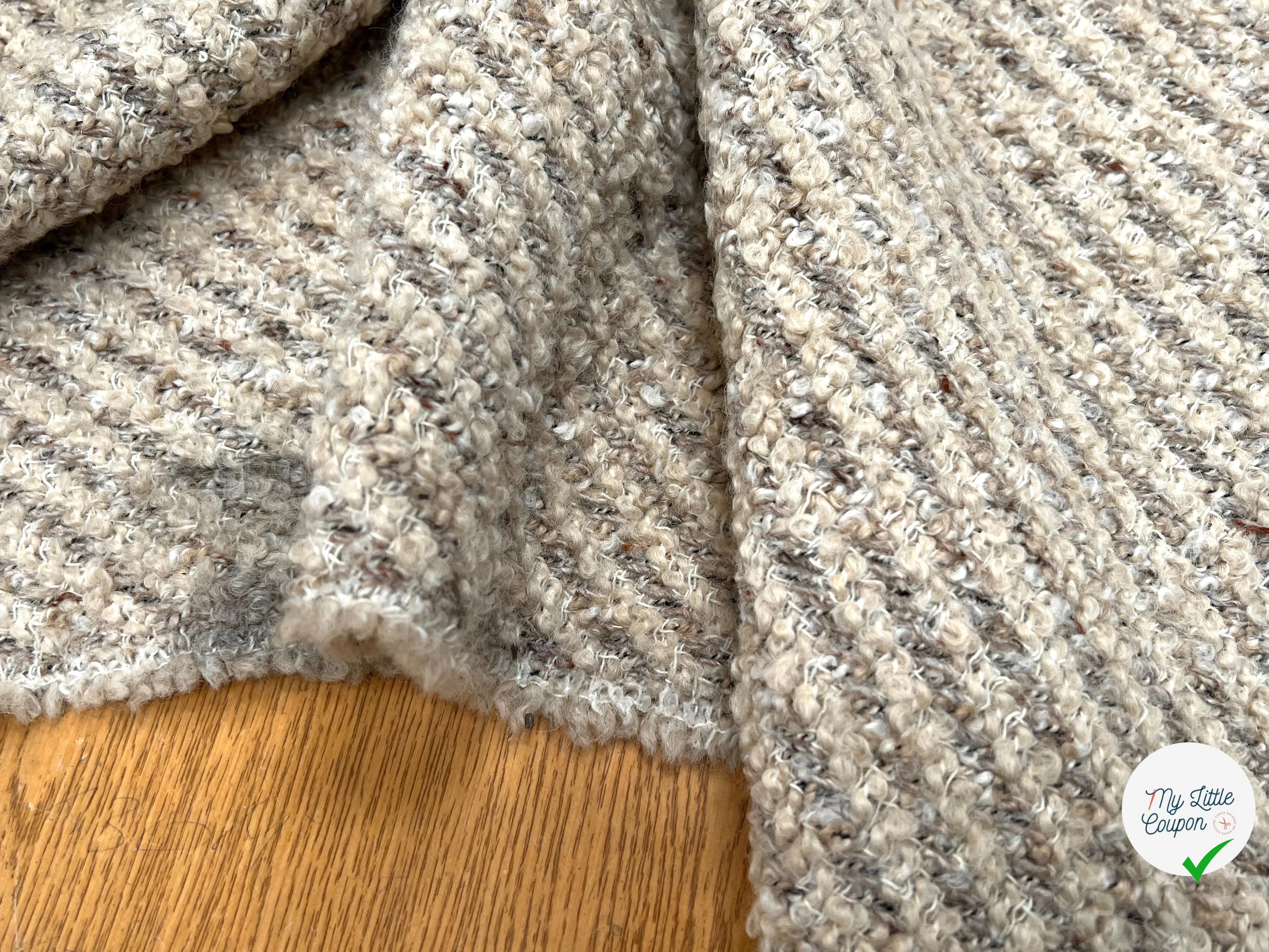 LAINAGE BOUCLETTE BEIGE VANILLE STRIÉ MARRON - My Little Coupon