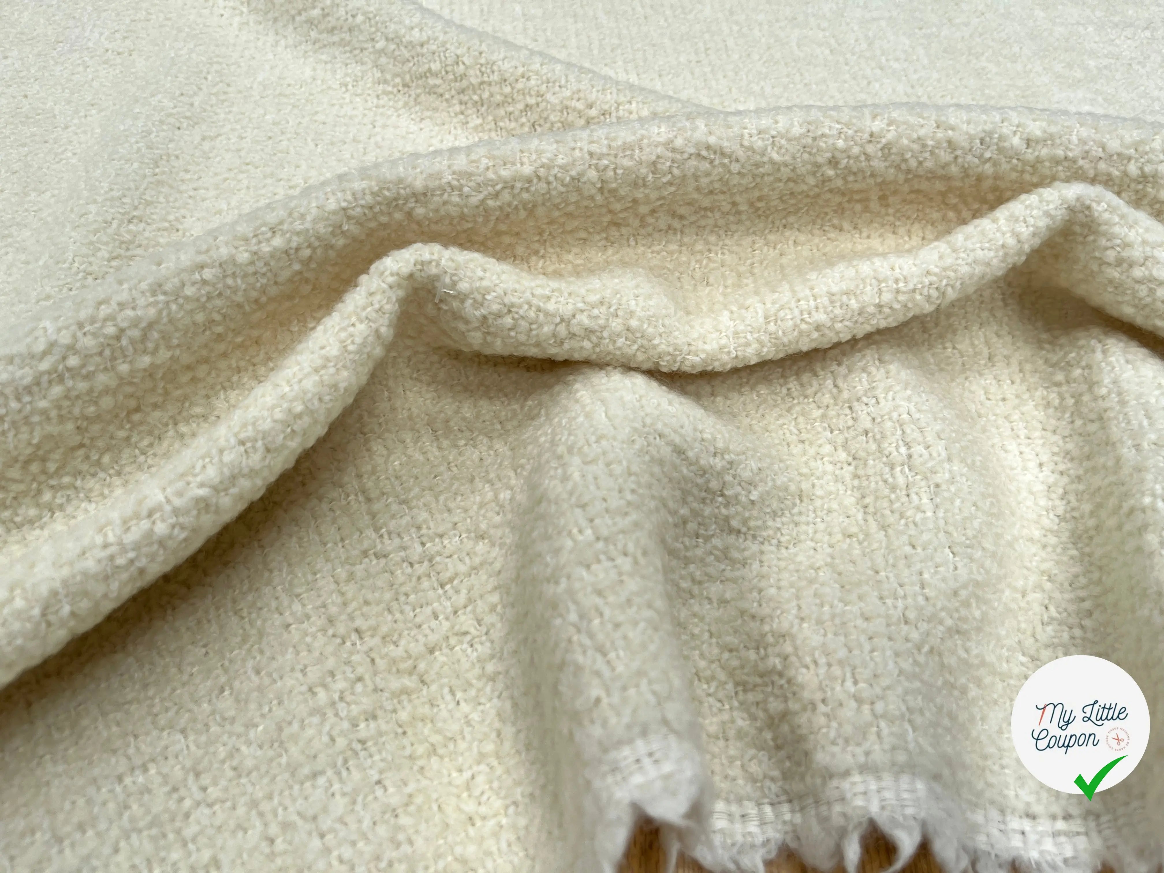 LAINAGE BOUCLETTE BLANC CASSE 93% LAINE - My Little Coupon