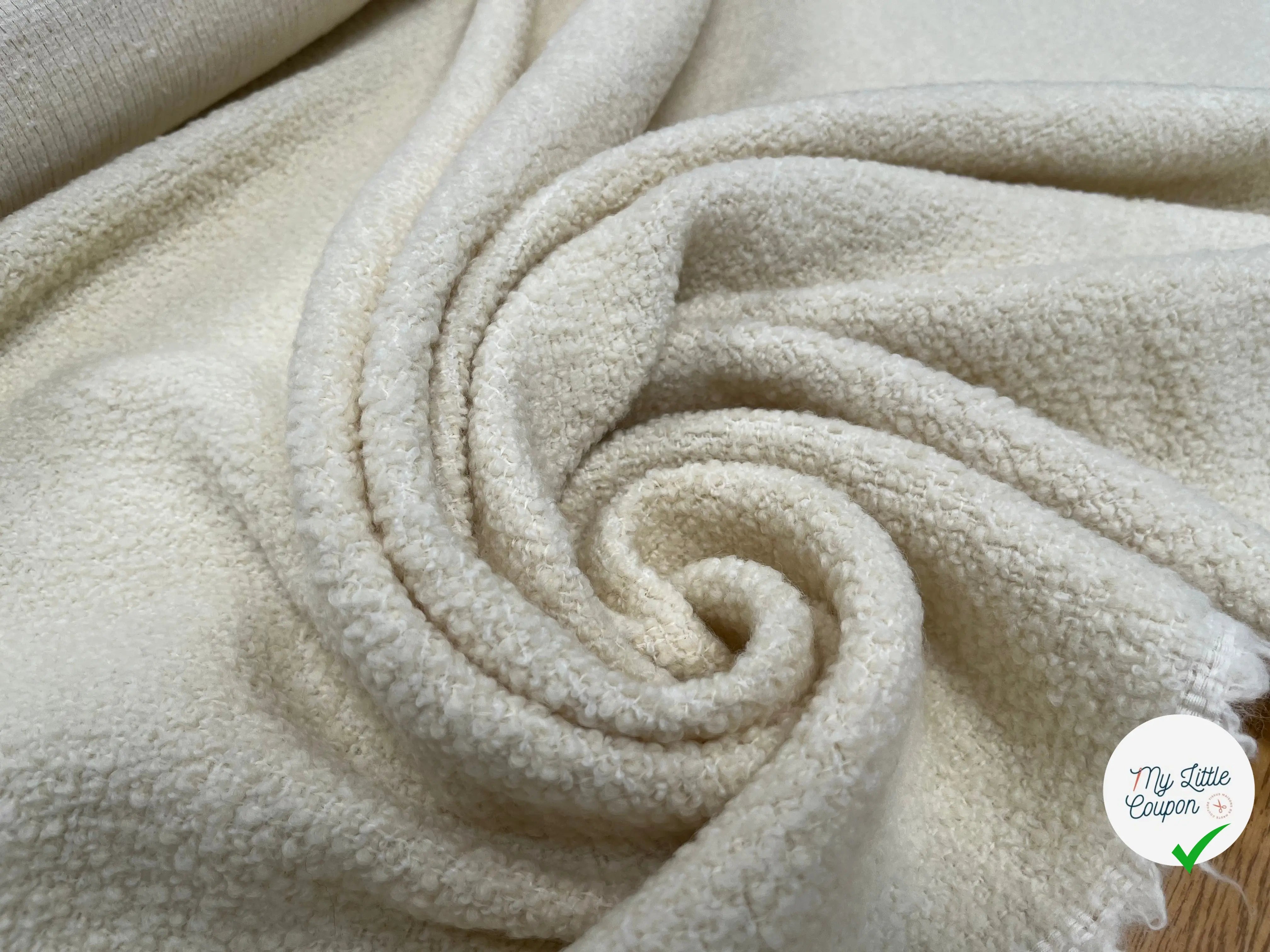 LAINAGE BOUCLETTE BLANC CASSE 93% LAINE - My Little Coupon