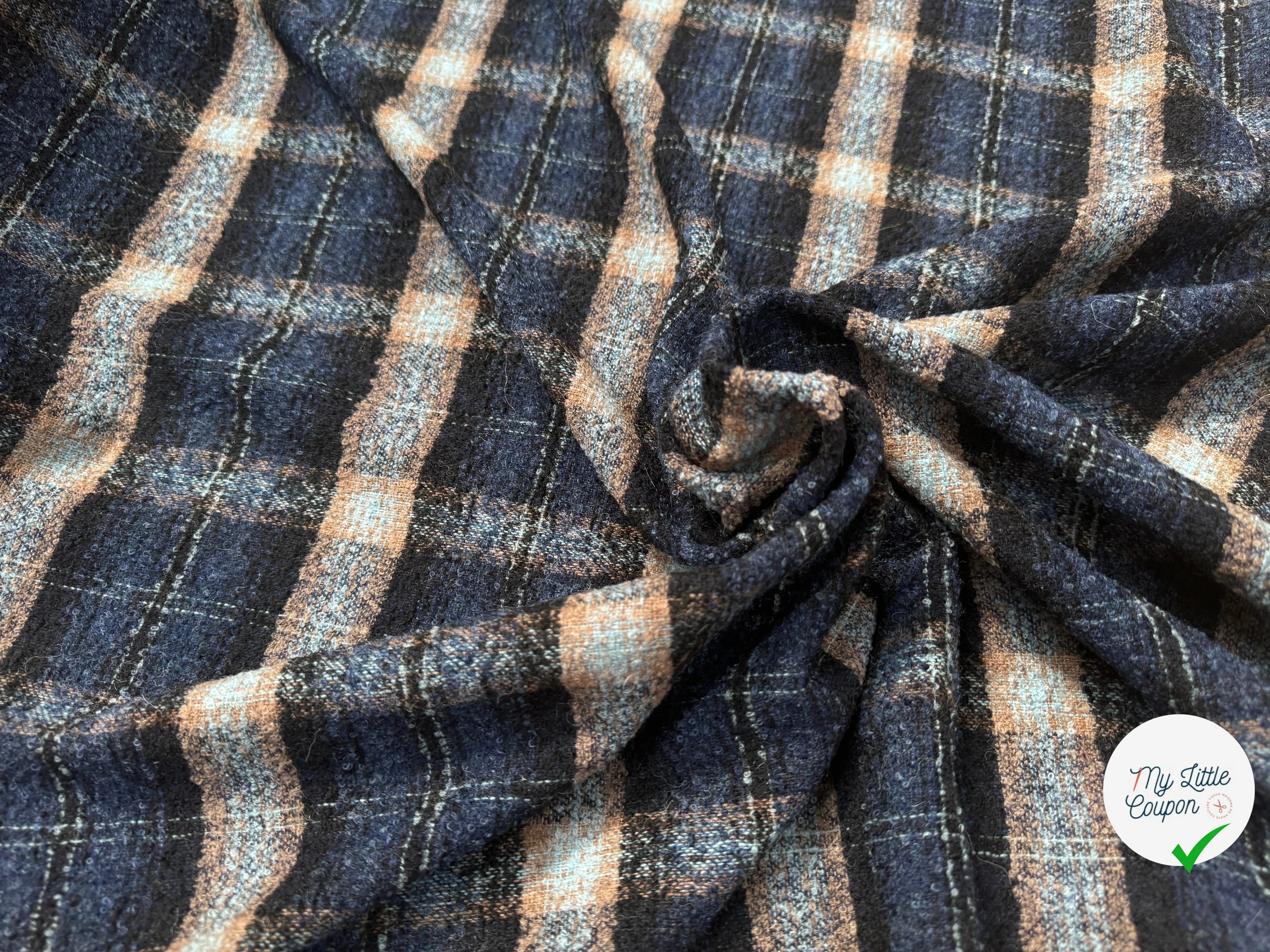 LAINAGE BOUCLETTE CARREAUX BLEU - My Little Coupon