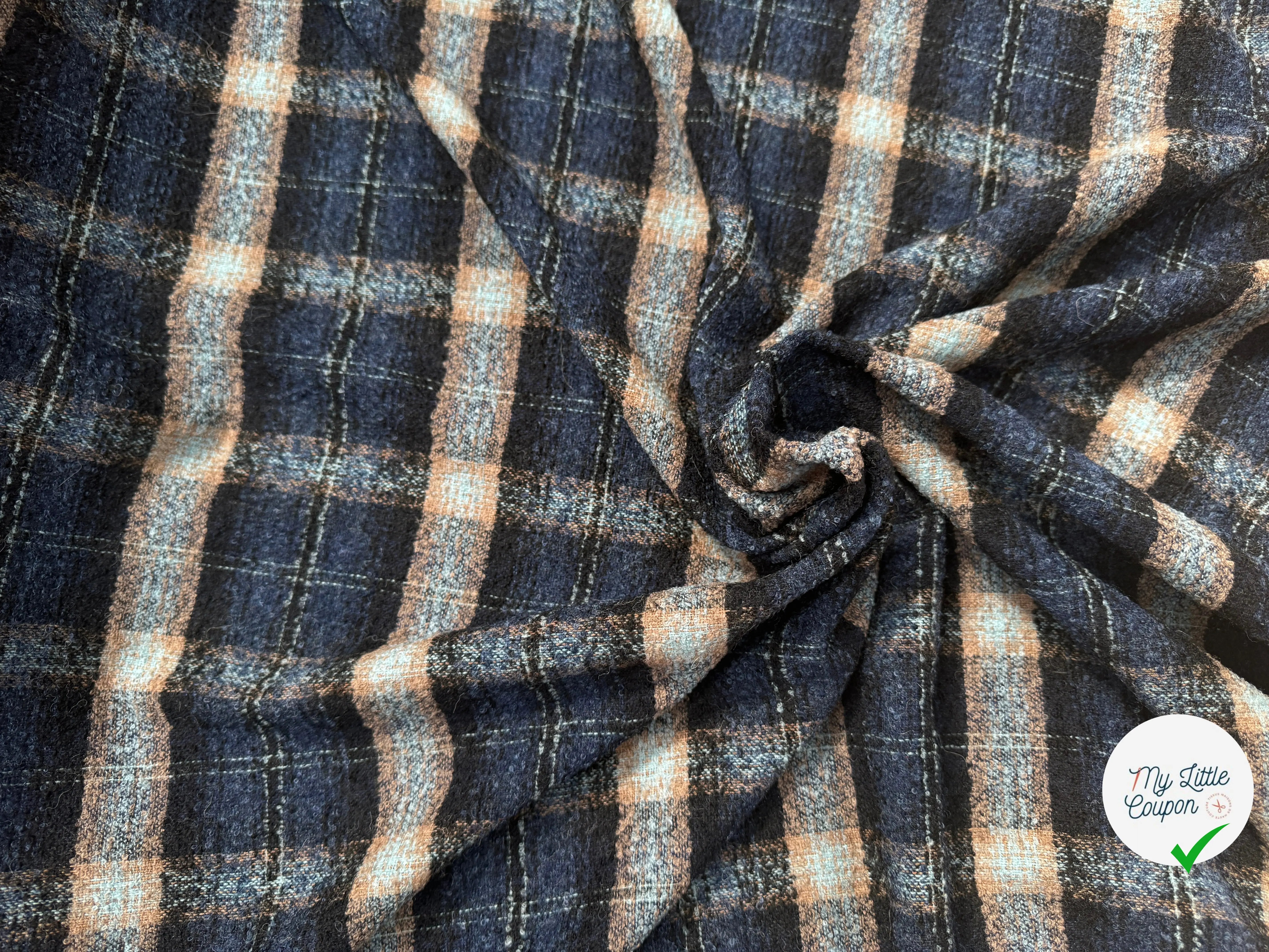 LAINAGE BOUCLETTE CARREAUX BLEU - My Little Coupon