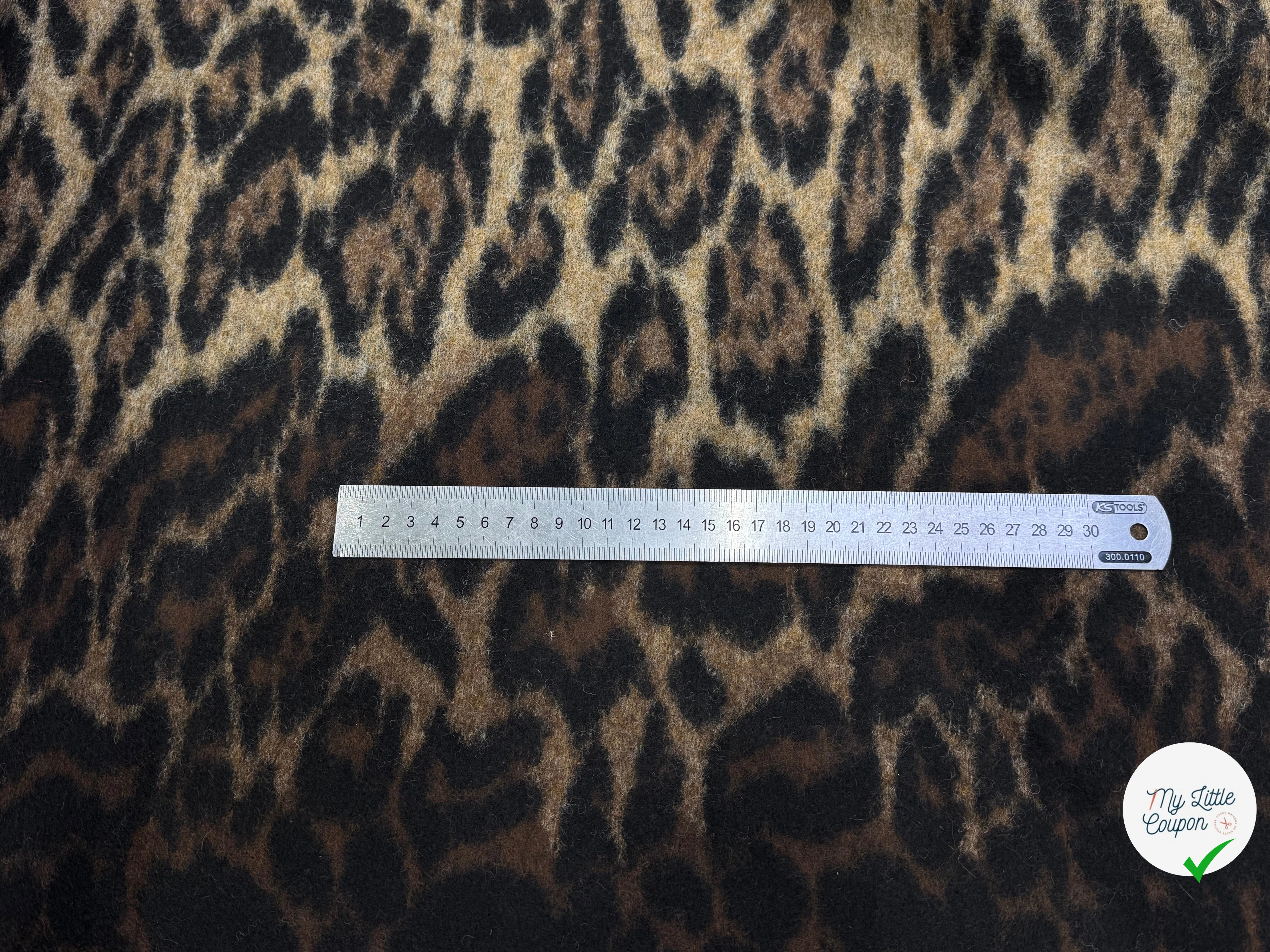 LAINAGE BOUCLETTE LÉOPARD BEIGE MARRON NOIR 100% LAINE - My Little Coupon