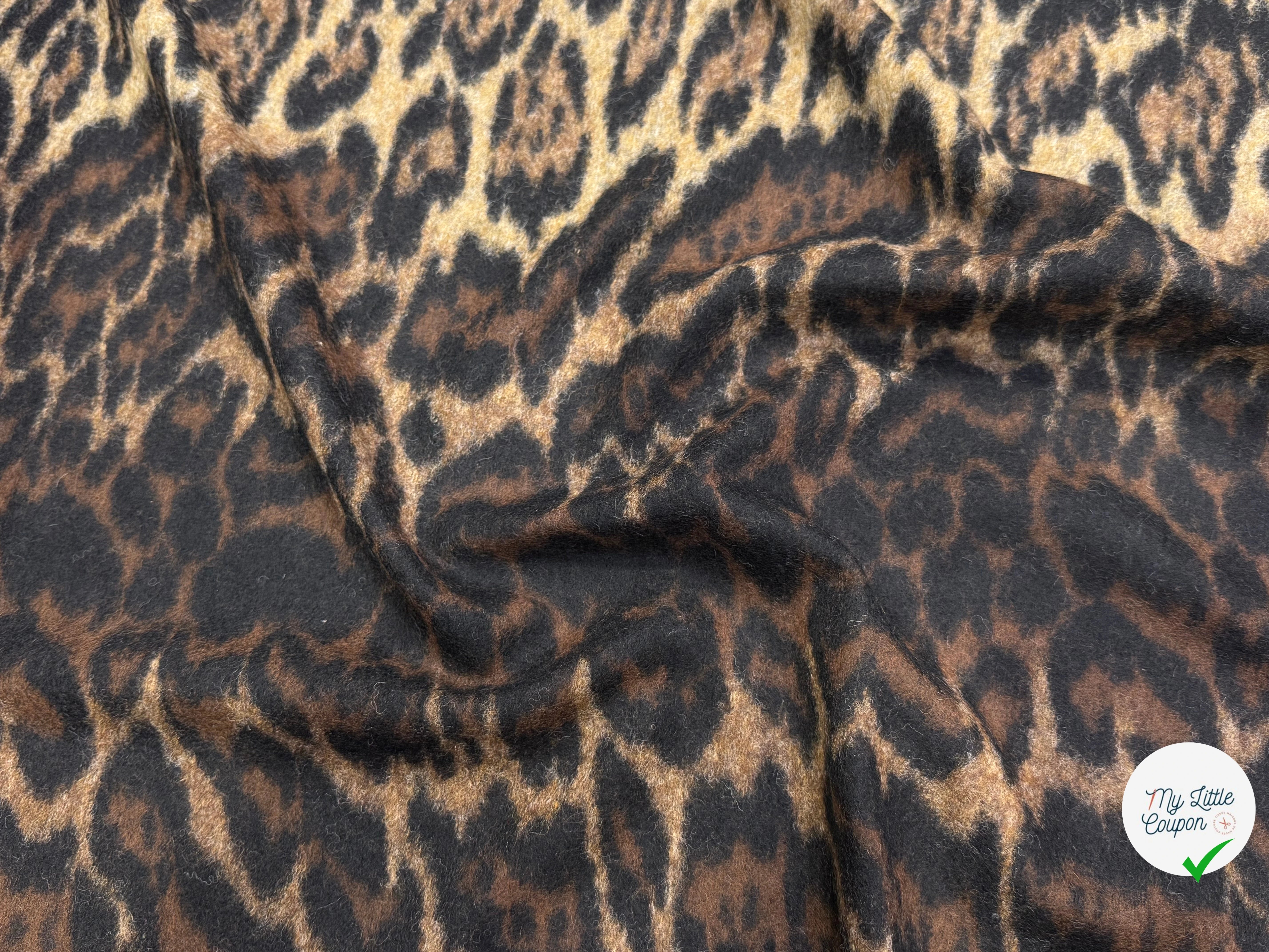LAINAGE BOUCLETTE LÉOPARD BEIGE MARRON NOIR 100% LAINE - My Little Coupon