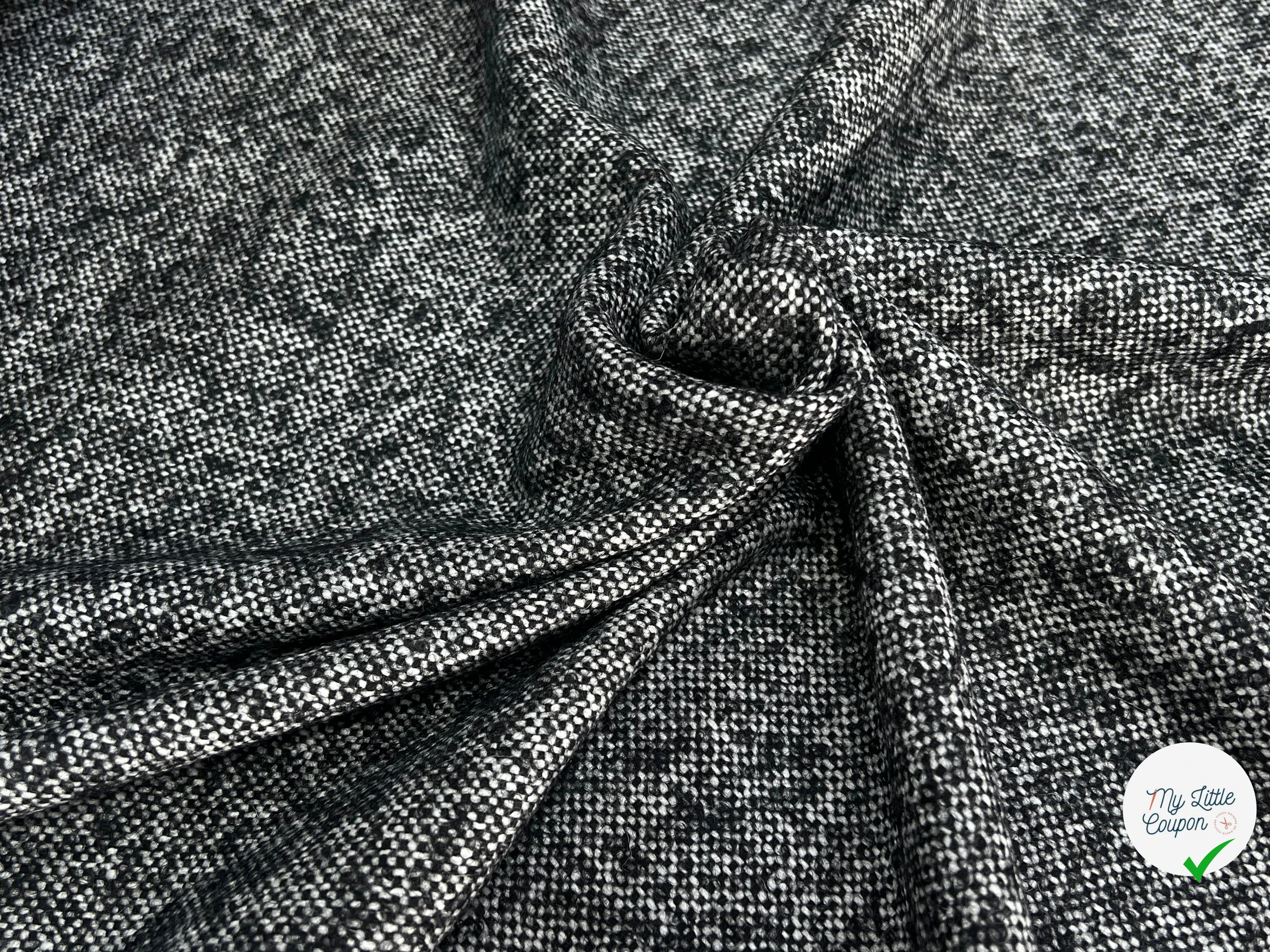 LAINAGE CHINÉ NOIR BLANC 100% LAINE - My Little Coupon