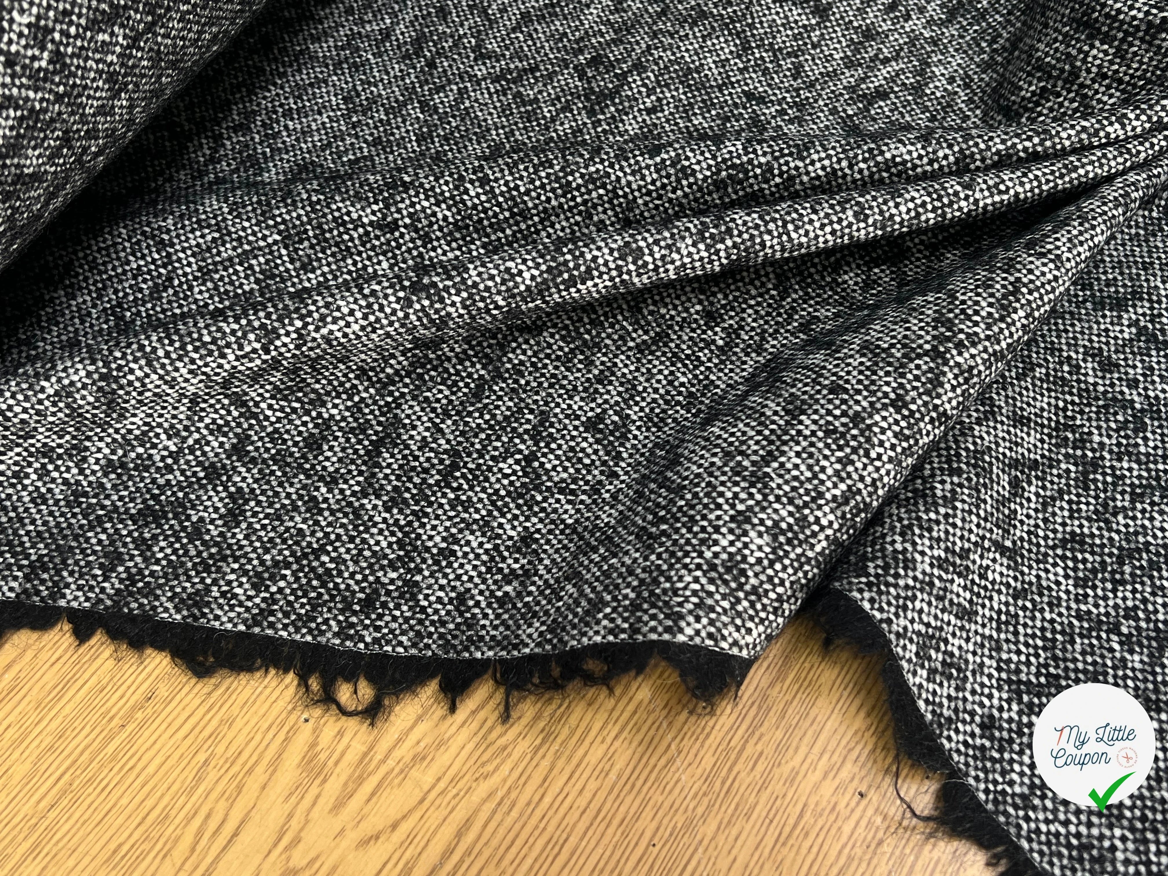 LAINAGE CHINÉ NOIR BLANC 100% LAINE - My Little Coupon