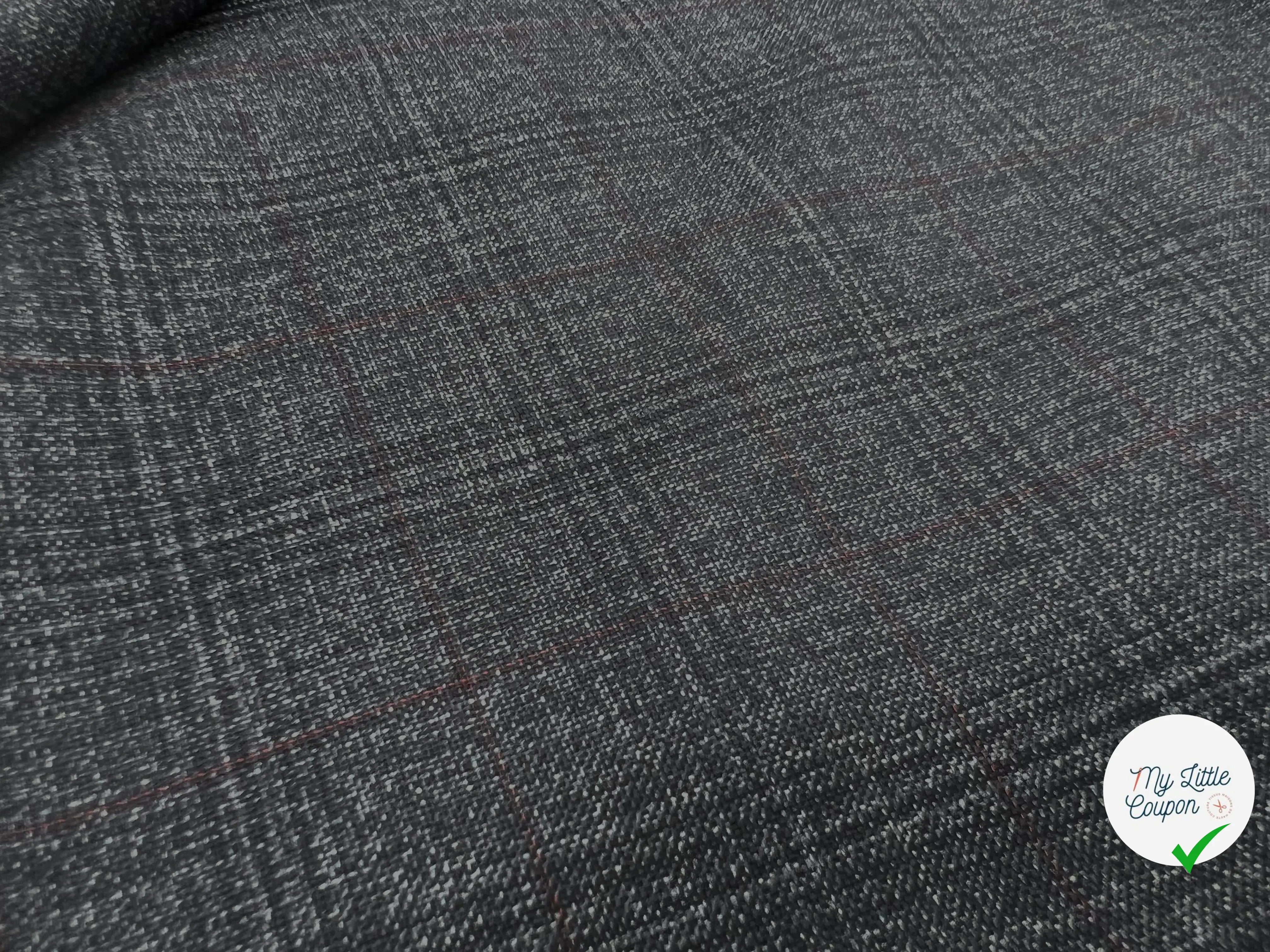 LAINAGE FIN CARREAUX FOND NOIR - My Little Coupon - tissu - coudre