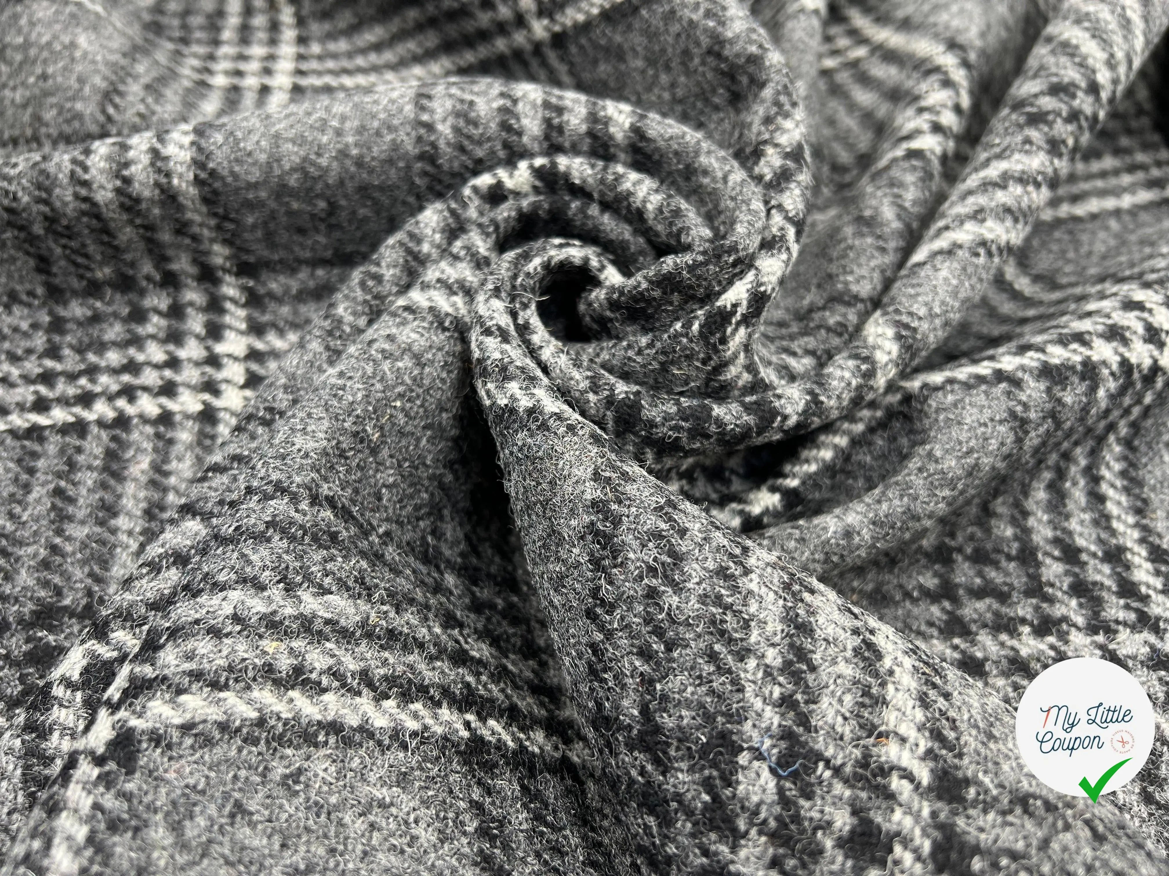 LAINAGE HARRIS TWEED VERITABLE GRIS ET NOIR - My Little Coupon - tissu - coudre