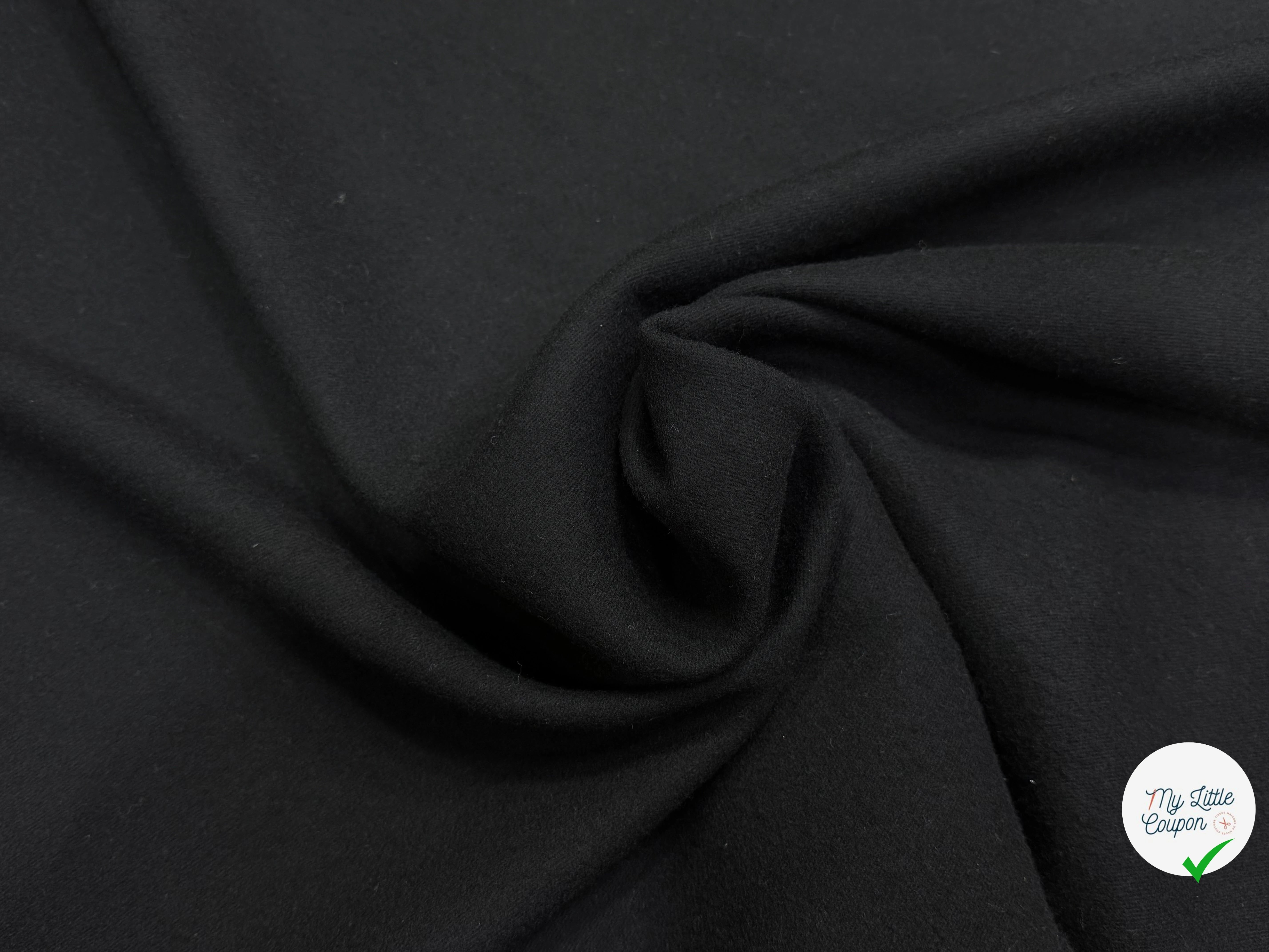 LAINAGE LOURD NOIR FACE SATINÉE ET FACE GRATTÉE 100% LAINE VIERGE - My Little Coupon