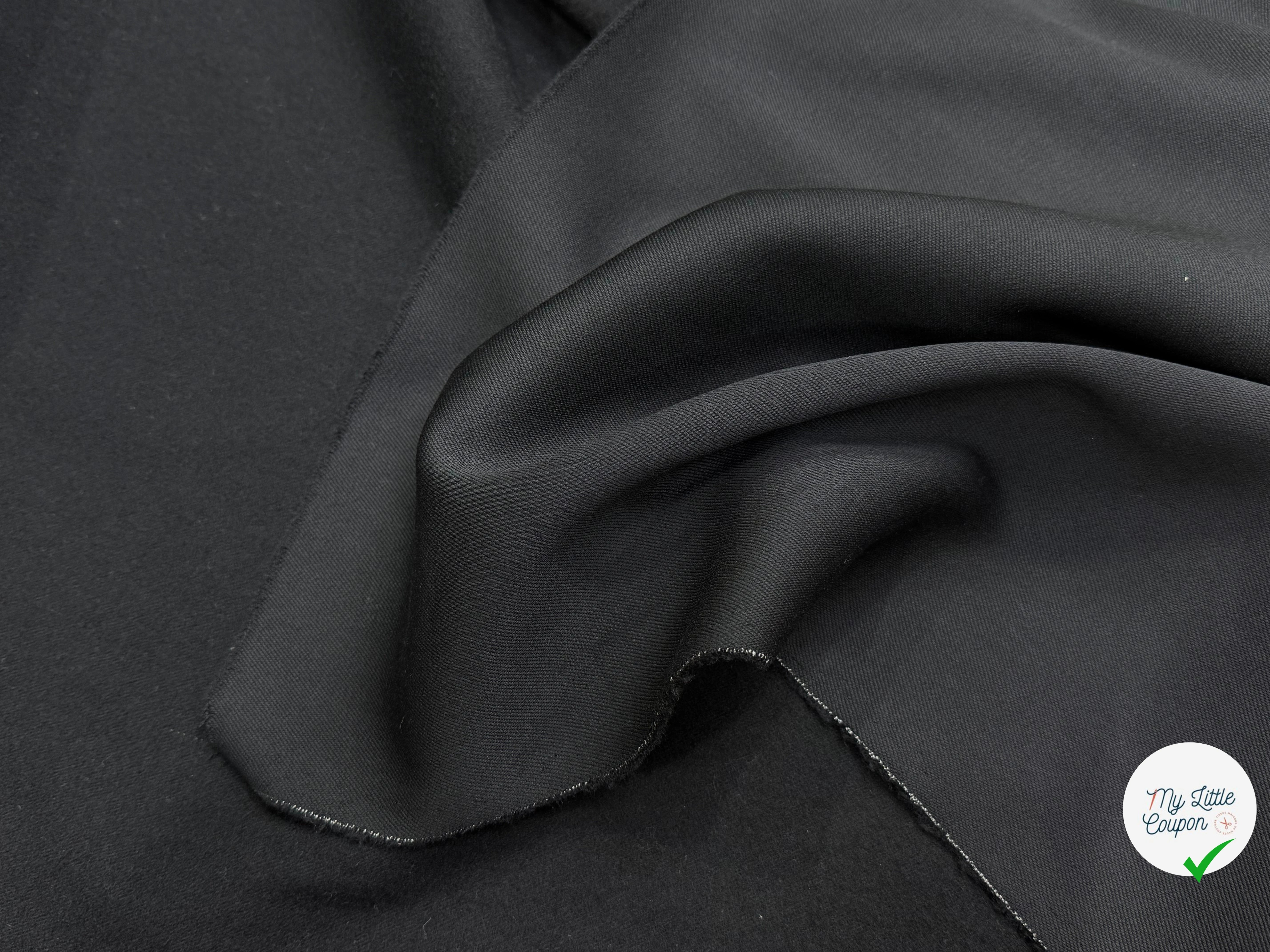 LAINAGE LOURD NOIR FACE SATINÉE ET FACE GRATTÉE 100% LAINE VIERGE - My Little Coupon