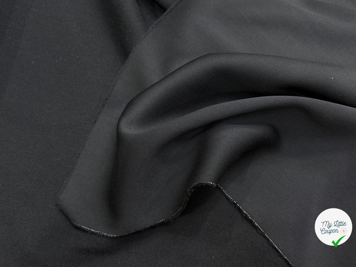LAINAGE LOURD NOIR FACE SATINÉE ET FACE GRATTÉE 100% LAINE VIERGE - My Little Coupon