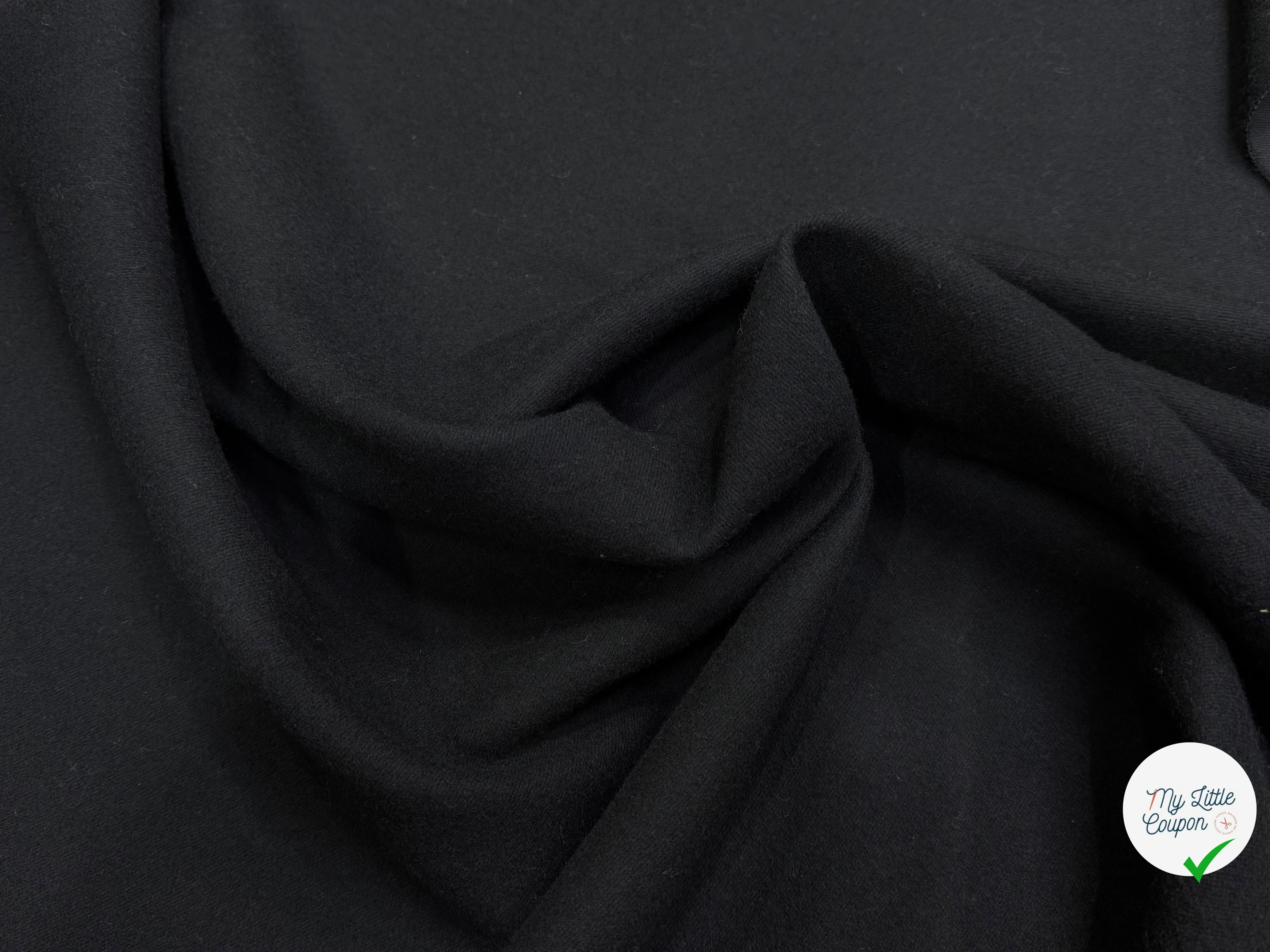 LAINAGE LOURD NOIR FACE SATINÉE ET FACE GRATTÉE 100% LAINE VIERGE - My Little Coupon