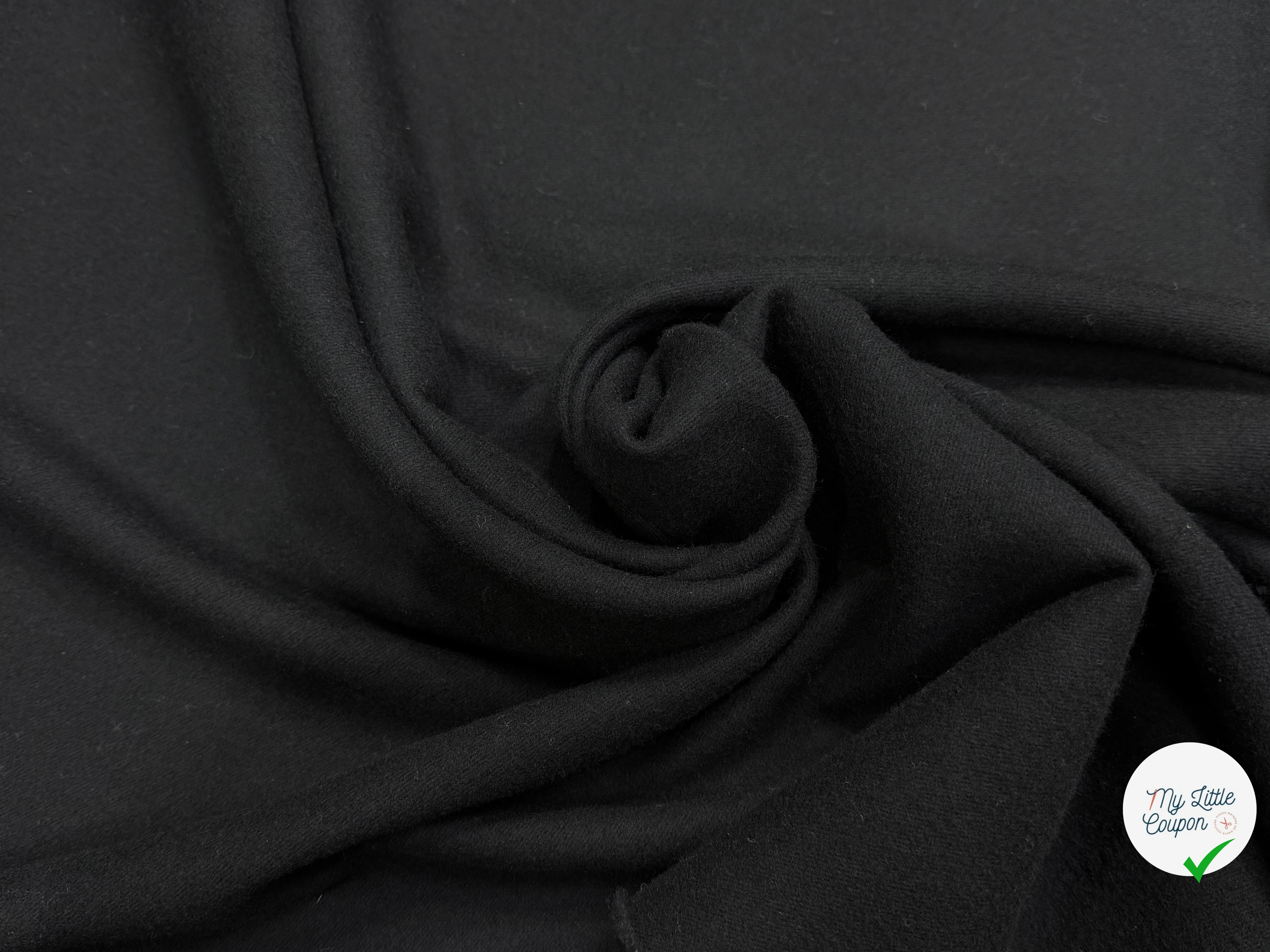 LAINAGE LOURD NOIR FACE SATINÉE ET FACE GRATTÉE 100% LAINE VIERGE - My Little Coupon