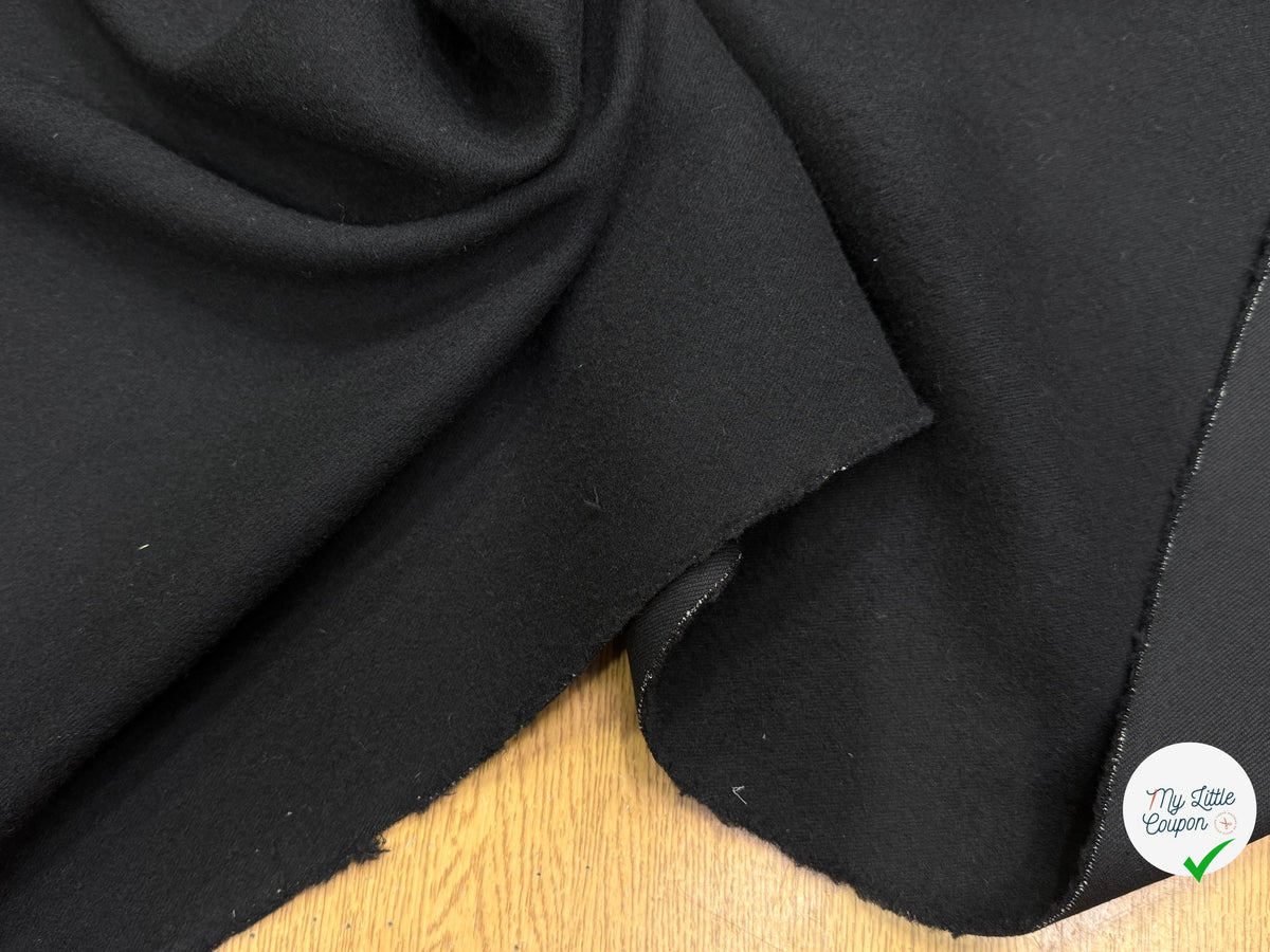 LAINAGE LOURD NOIR FACE SATINÉE ET FACE GRATTÉE 100% LAINE VIERGE - My Little Coupon
