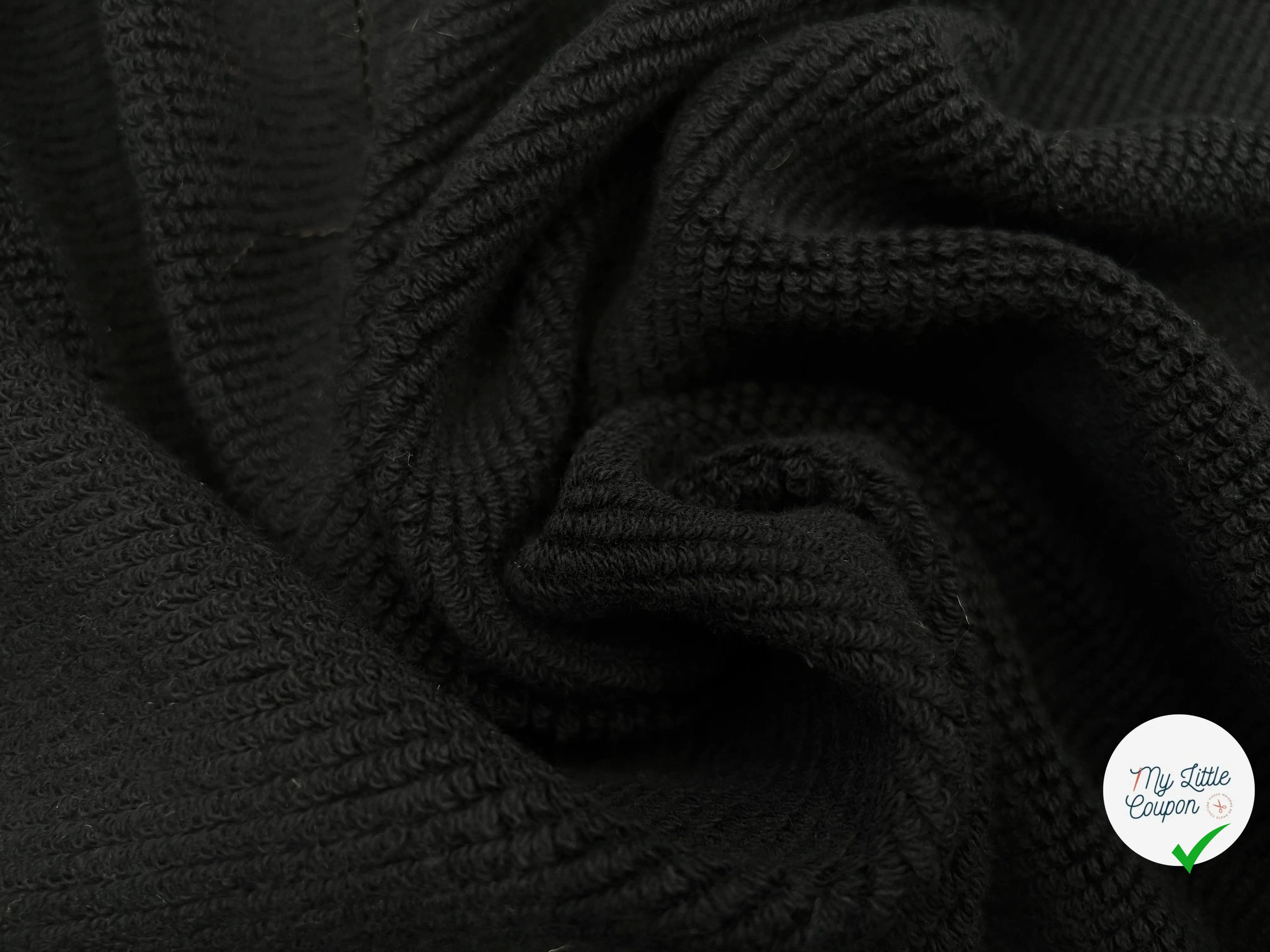 LAINAGE MAILLE DIAGONALE STRETCH NOIRE - coupon de tissu de 3 mètres - My Little Coupon - tissu - coudre