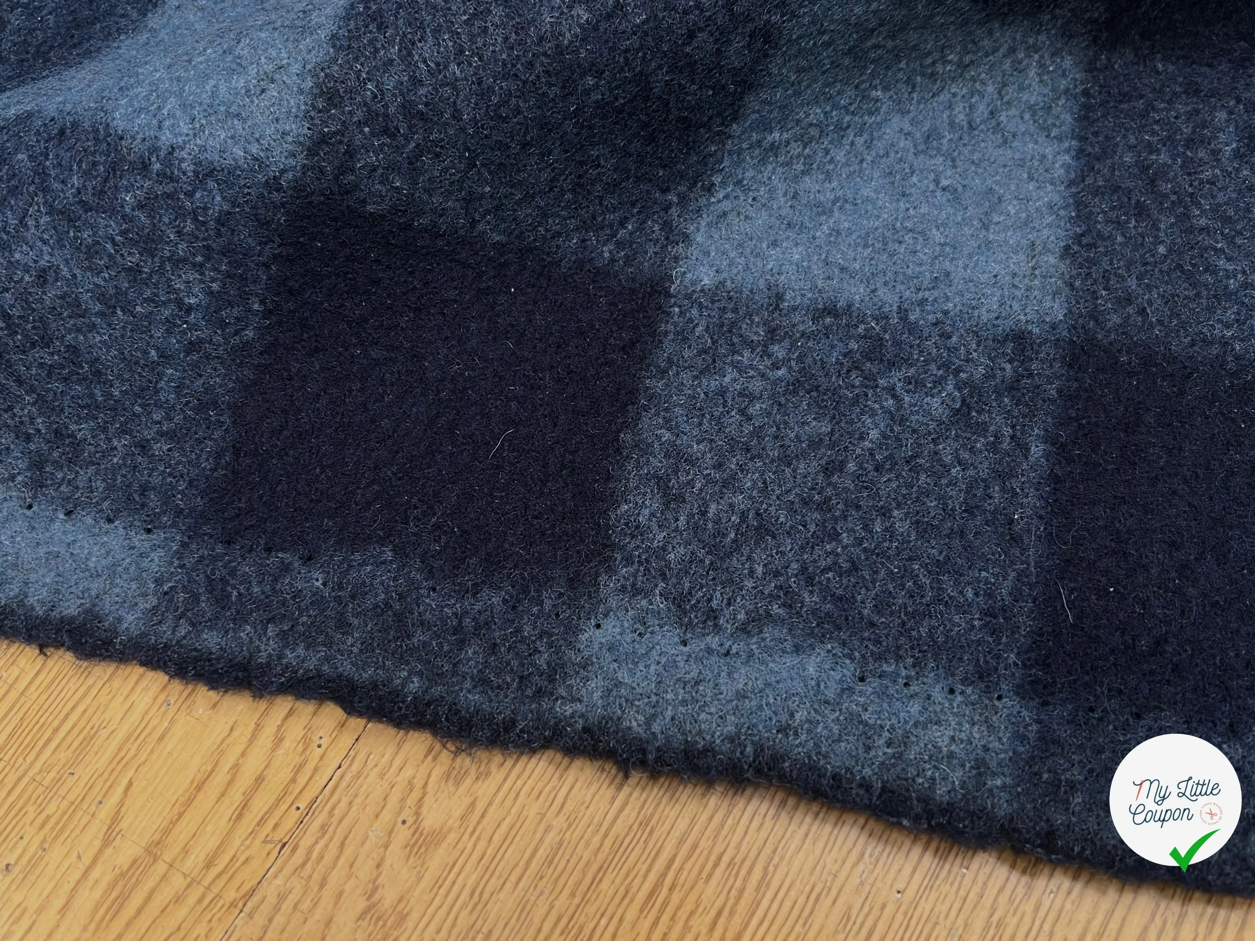 LAINAGE MANTEAU 27% LAINE À CARREAUX BLEU NAVY - My Little Coupon