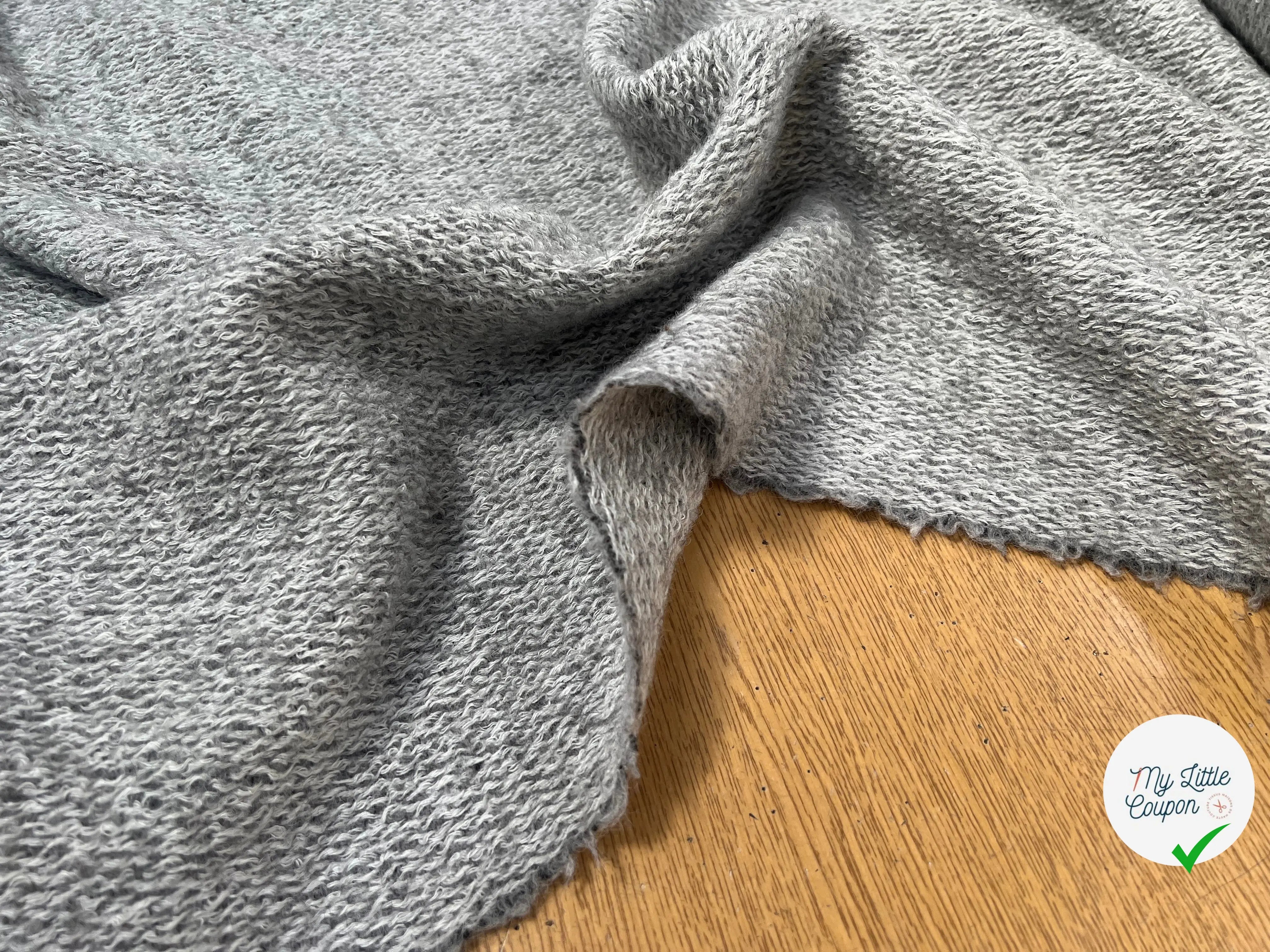 LAINAGE MANTEAU BOUCLETTE LAINE MERINOS GRIS CLAIR - My Little Coupon