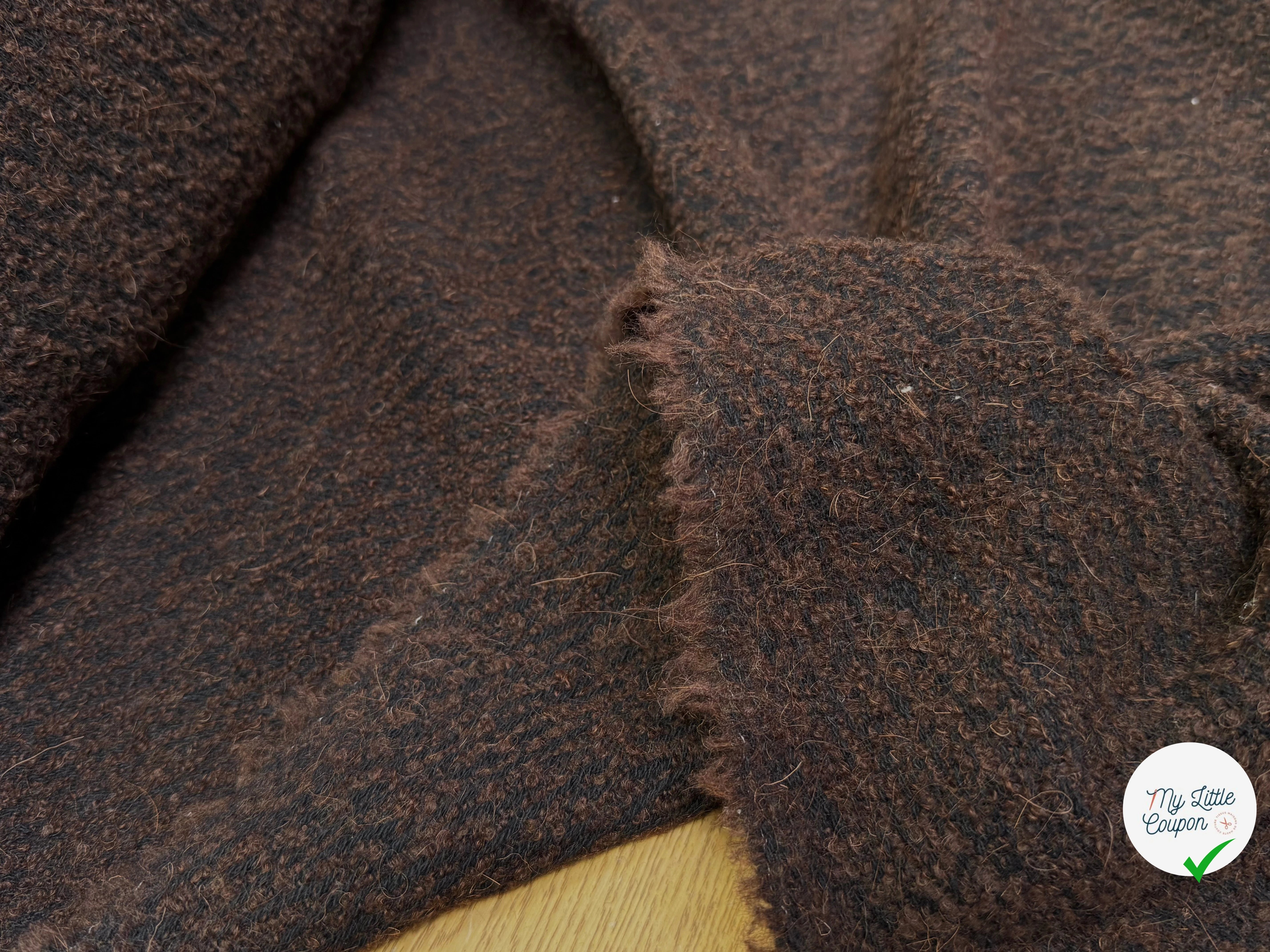 LAINAGE MANTEAU BOUCLETTE MARRON NOIR 10% ALPAGA - My Little Coupon