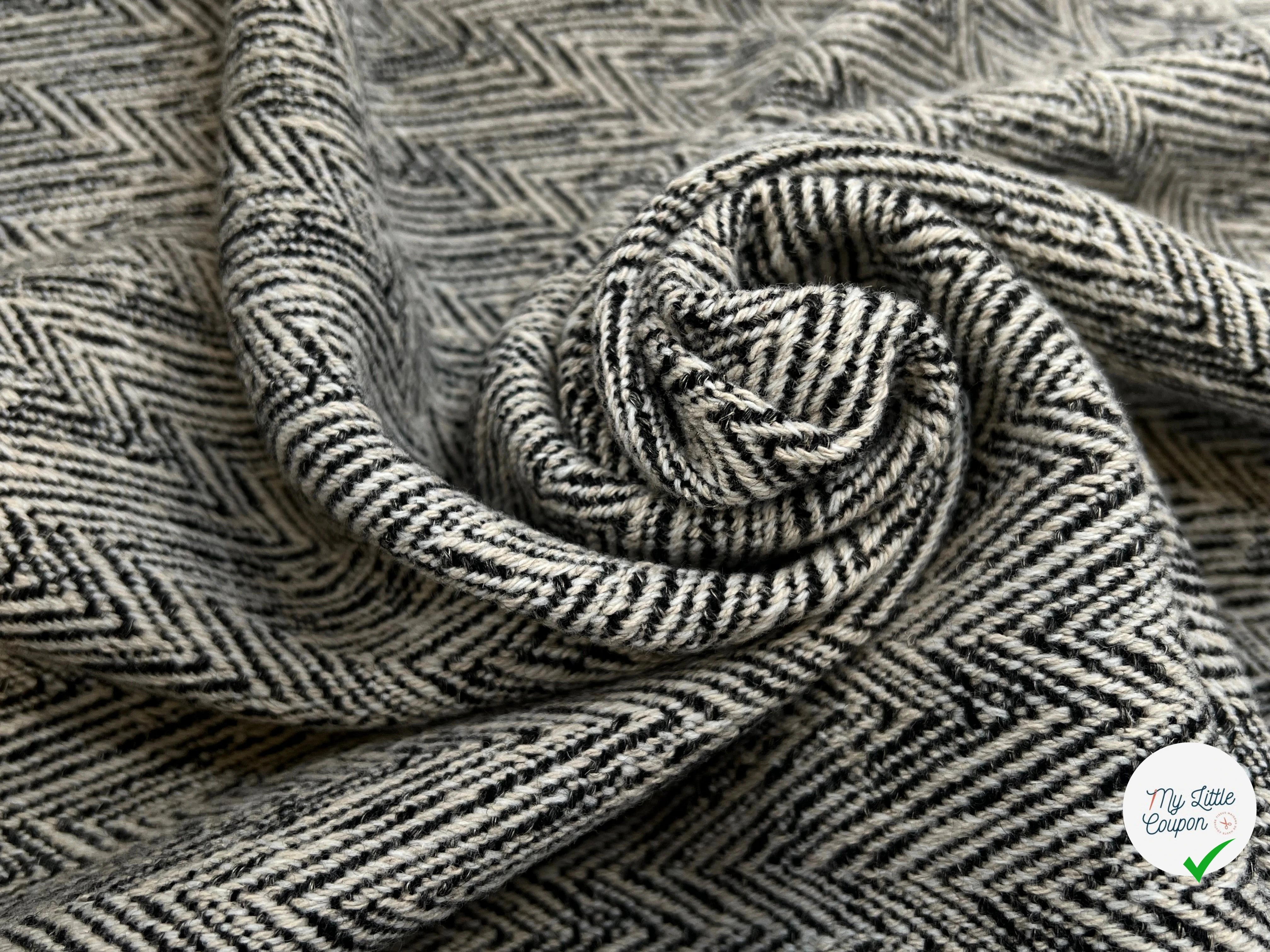 LAINAGE MANTEAU CHEVRON BEIGE NOIR - My Little Coupon