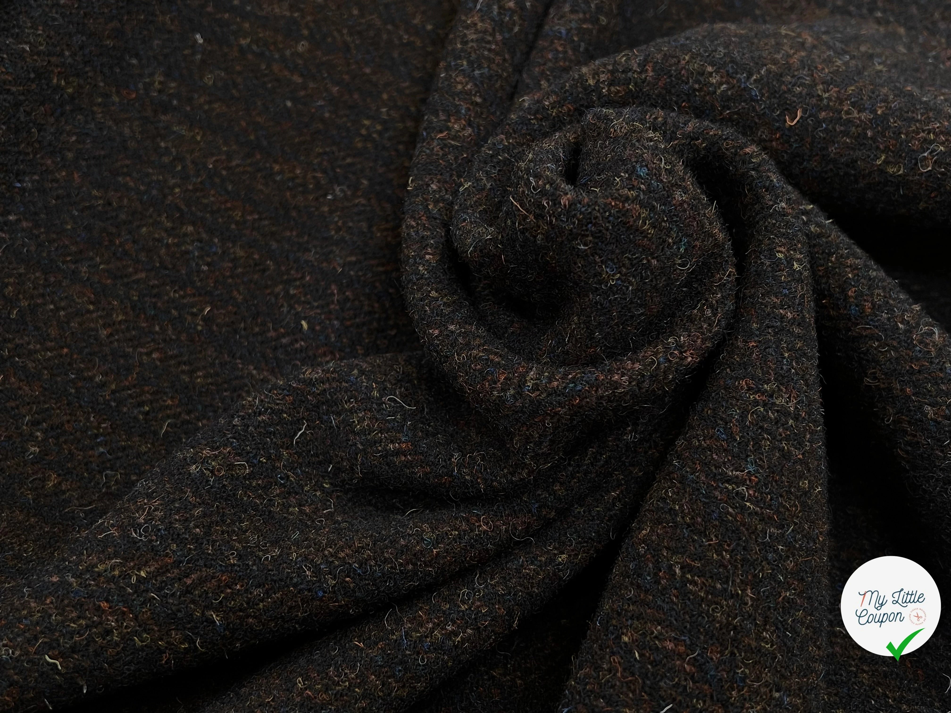 LAINAGE MANTEAU CHEVRON MULTICOLORES MARRON BLEU JAUNE 100% LAINE - My Little Coupon