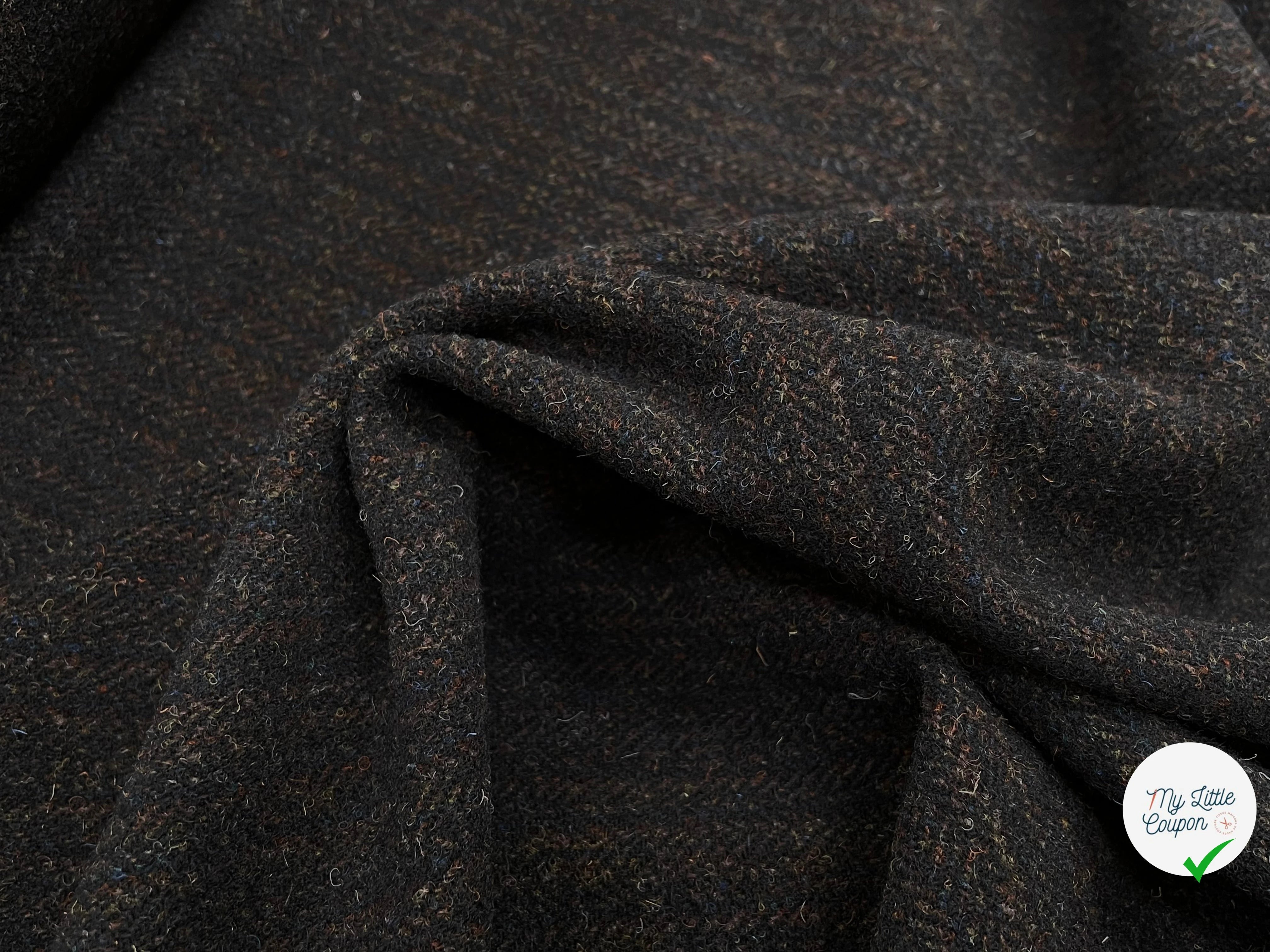 LAINAGE MANTEAU CHEVRON MULTICOLORES MARRON BLEU JAUNE 100% LAINE - My Little Coupon