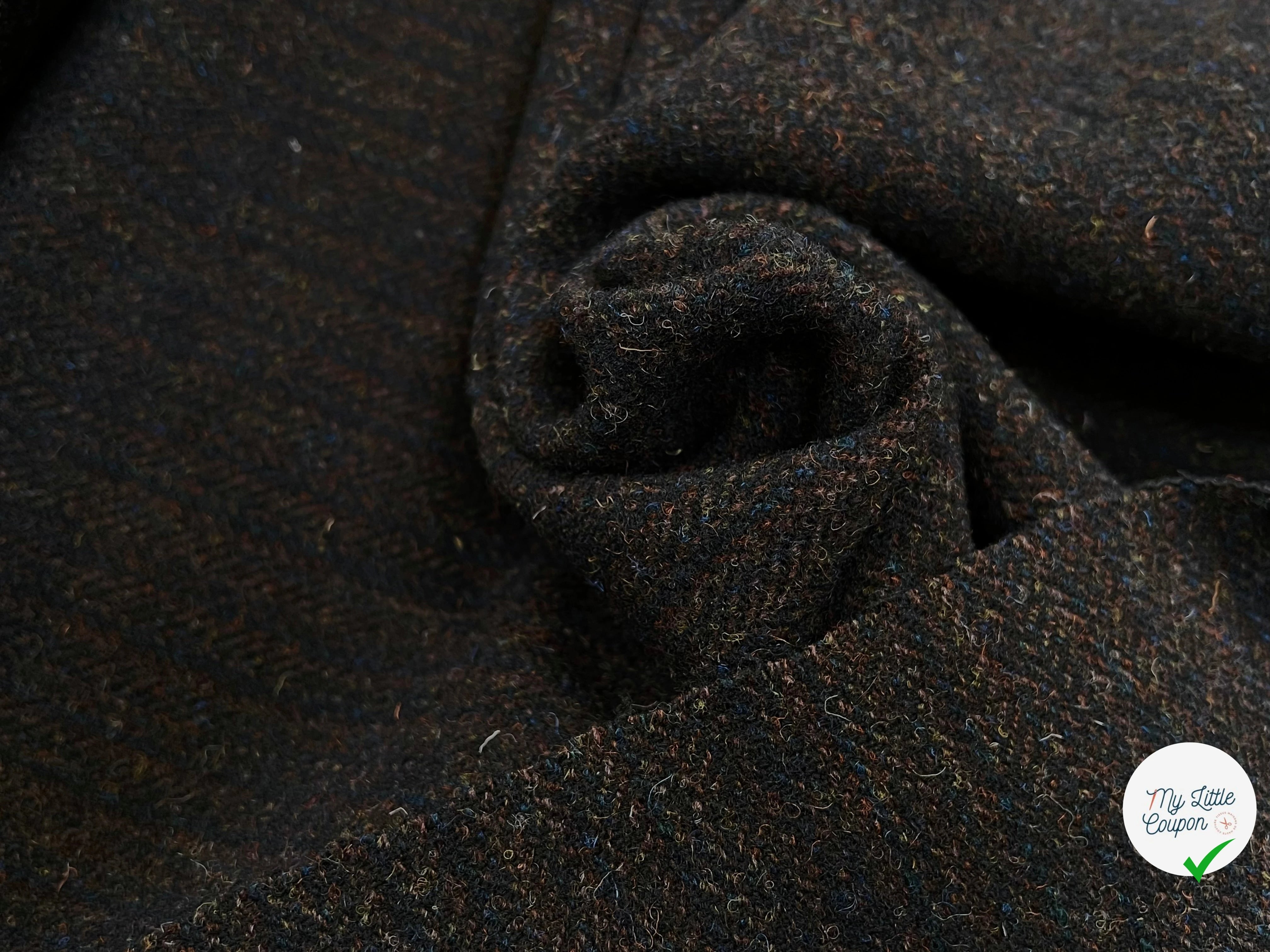 LAINAGE MANTEAU CHEVRON MULTICOLORES MARRON BLEU JAUNE 100% LAINE - My Little Coupon