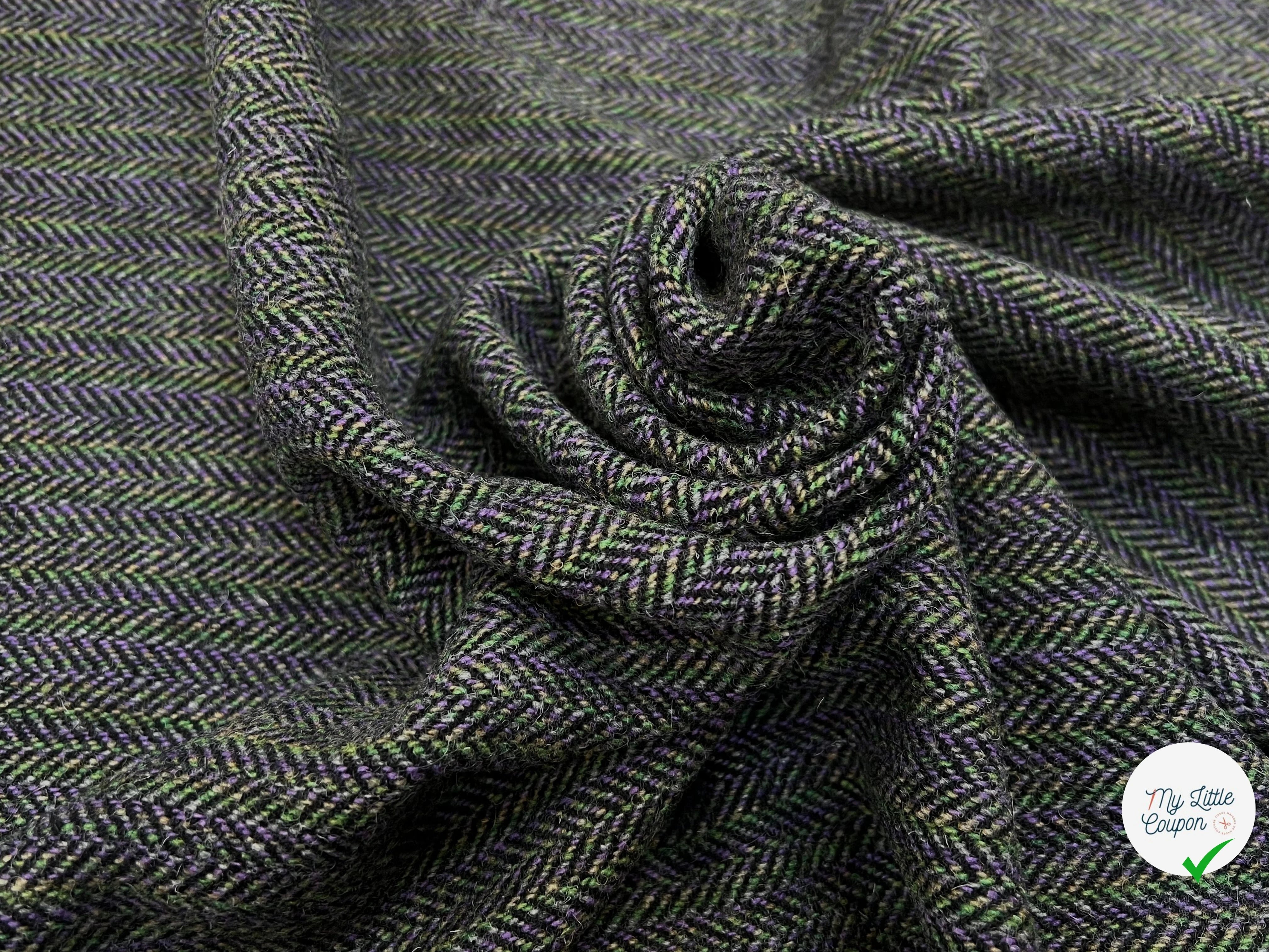 LAINAGE MANTEAU CHEVRON MULTICOLORES VIOLET VERT JAUNE 100% LAINE - My Little Coupon